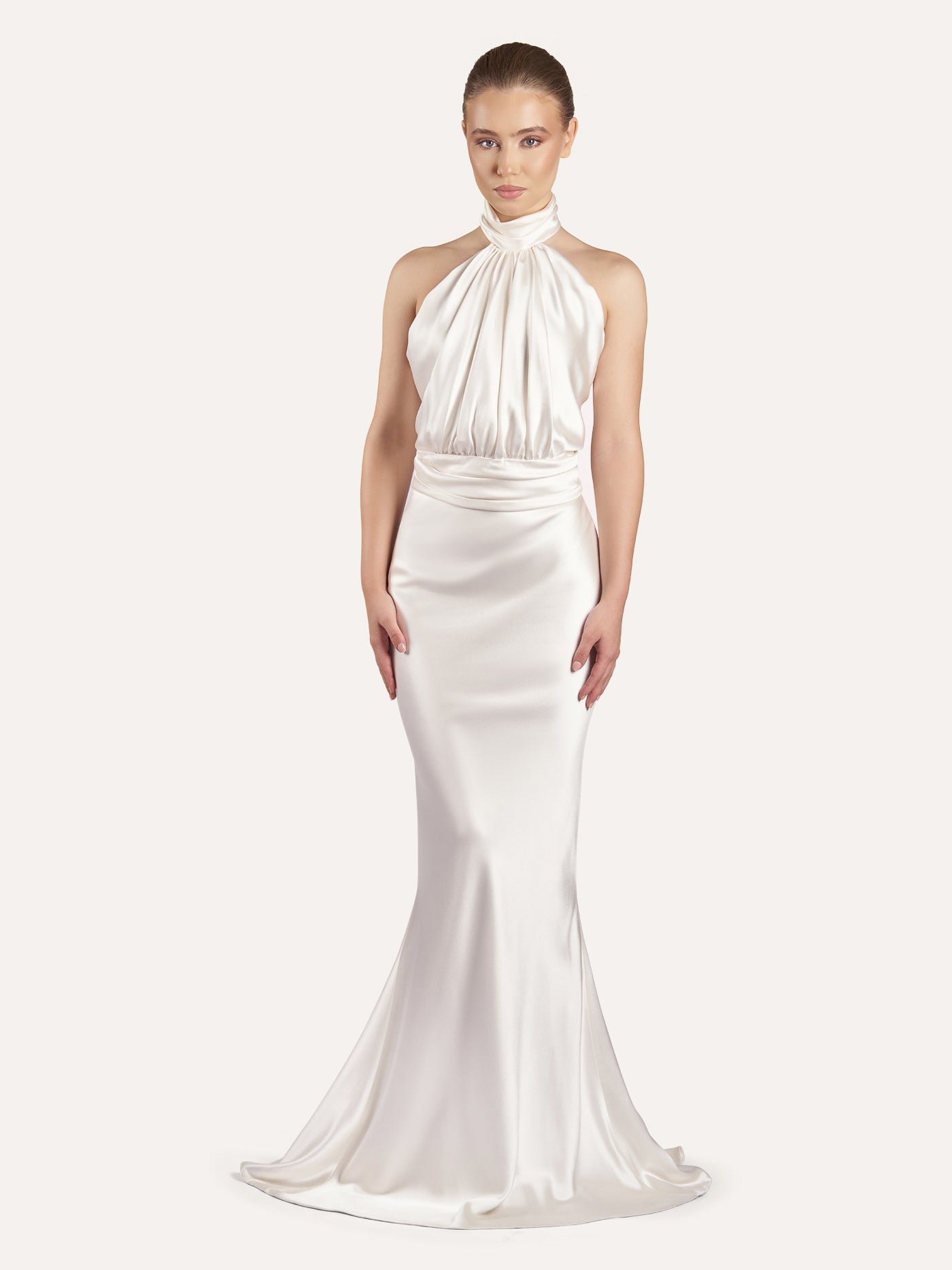 Long Bias-Cut Silk Skirt with Flared Back