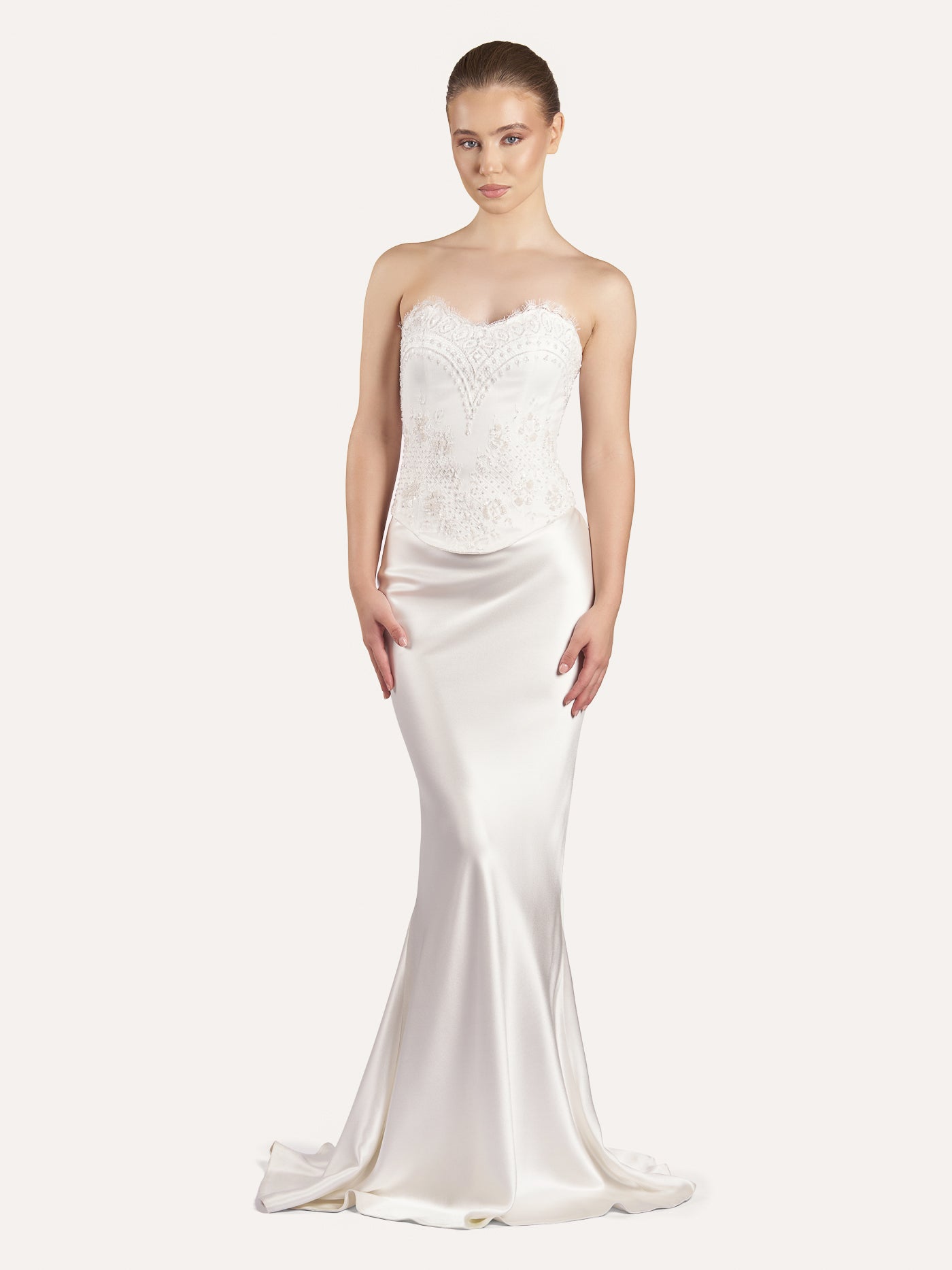 Embellished Lace Sweetheart Silk Corset