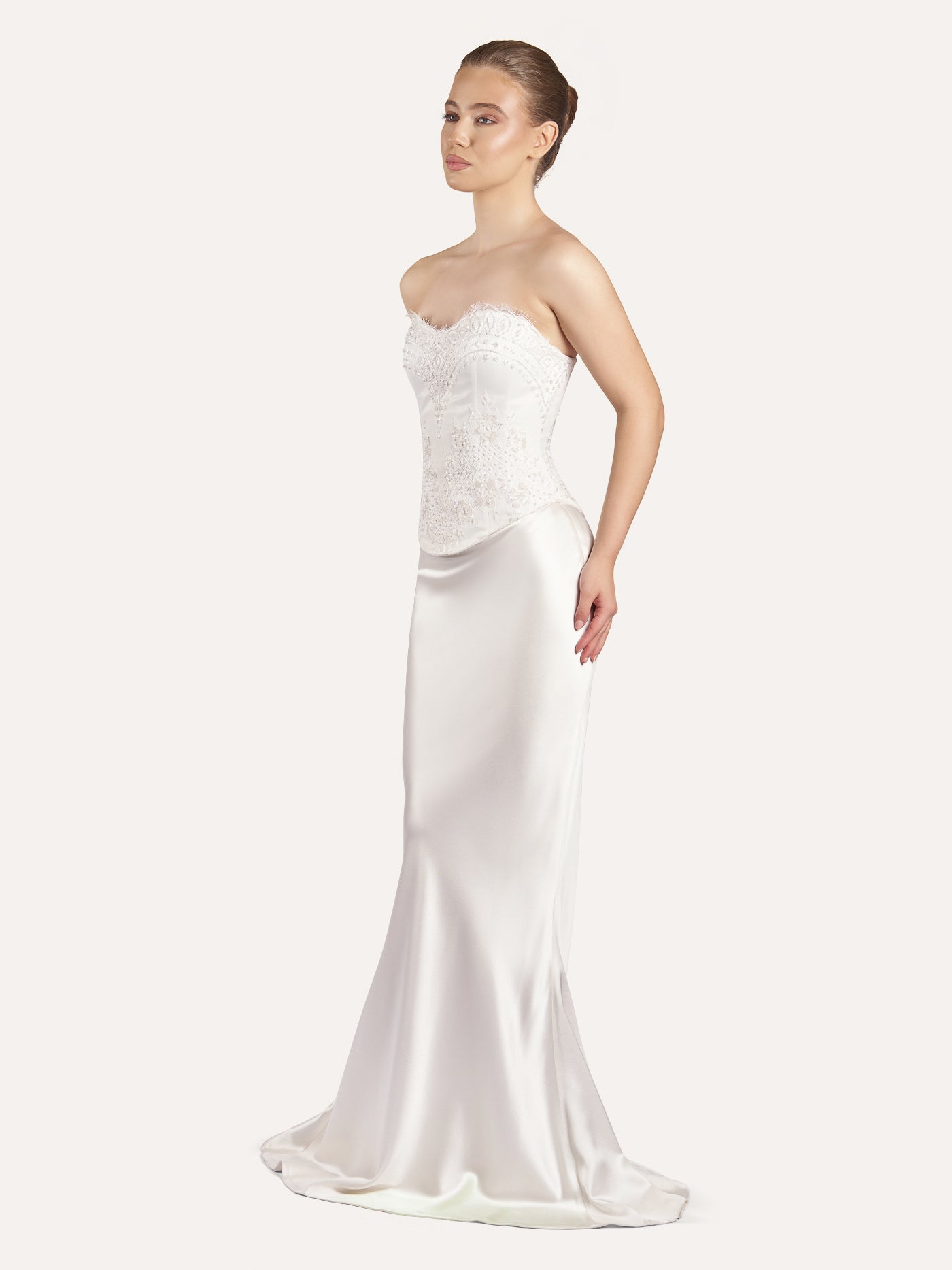 Embellished Lace Sweetheart Silk Corset