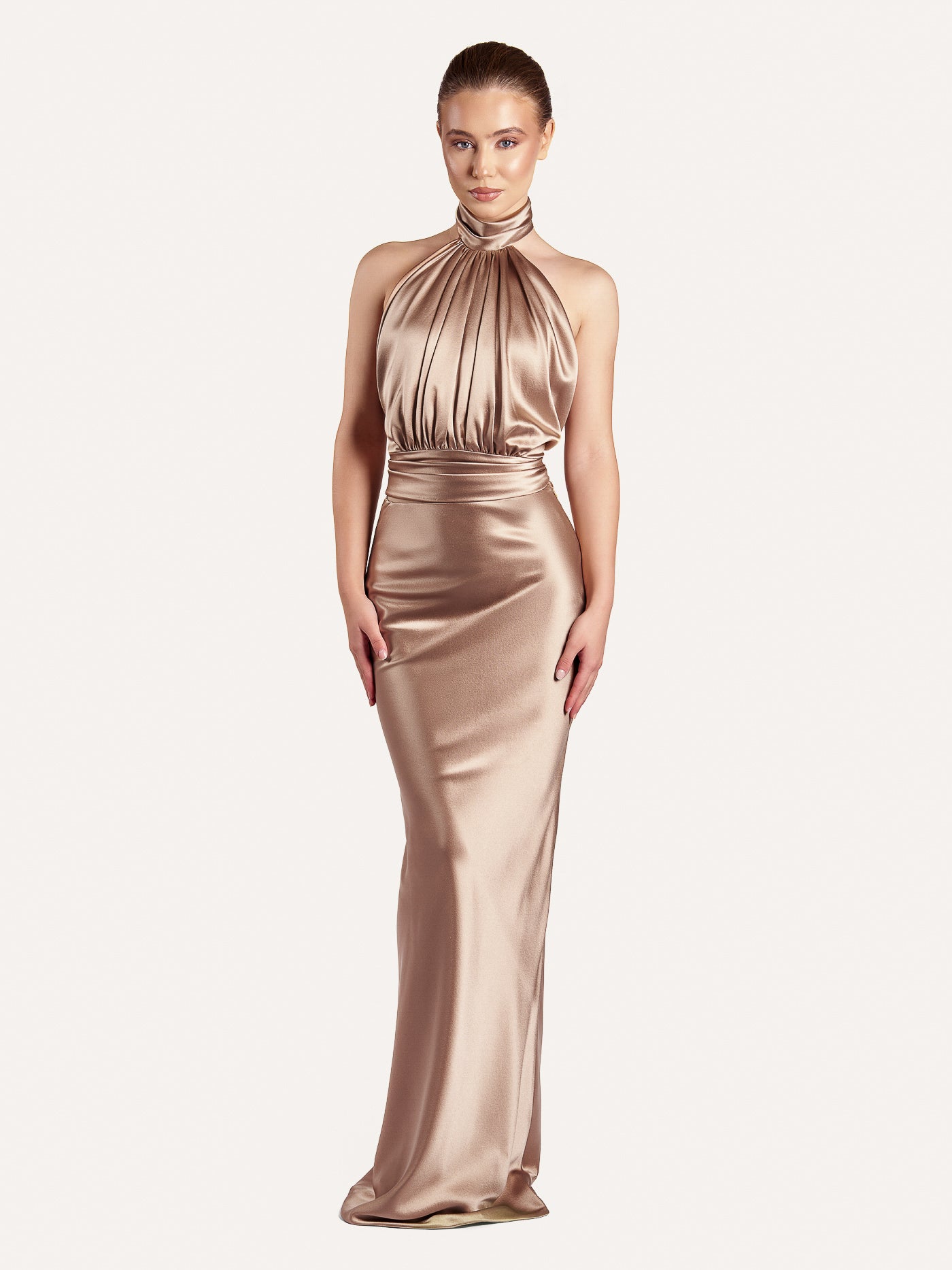 Draped Halter Silk Blouse