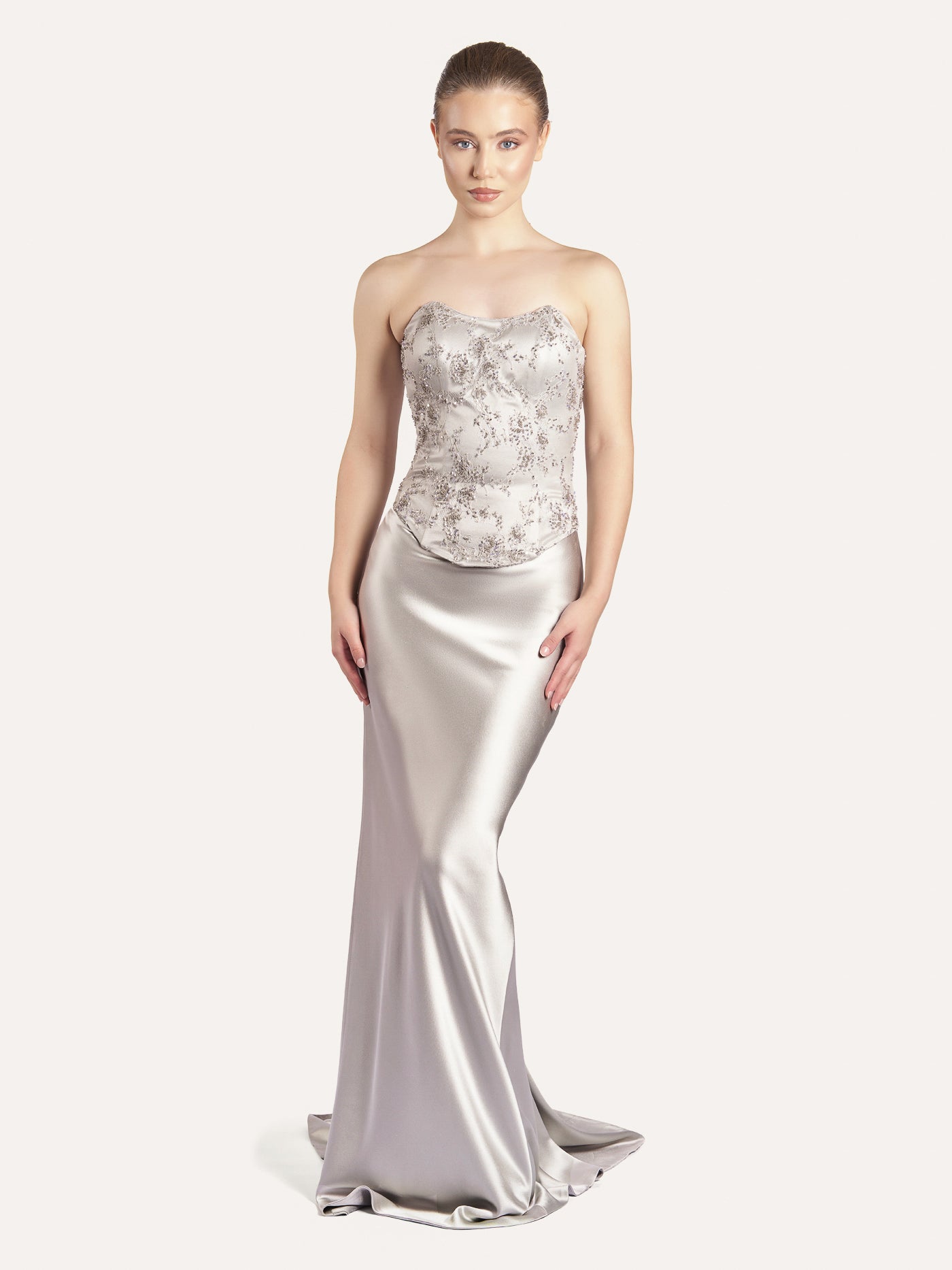 Long Bias-Cut Silk Skirt with Train