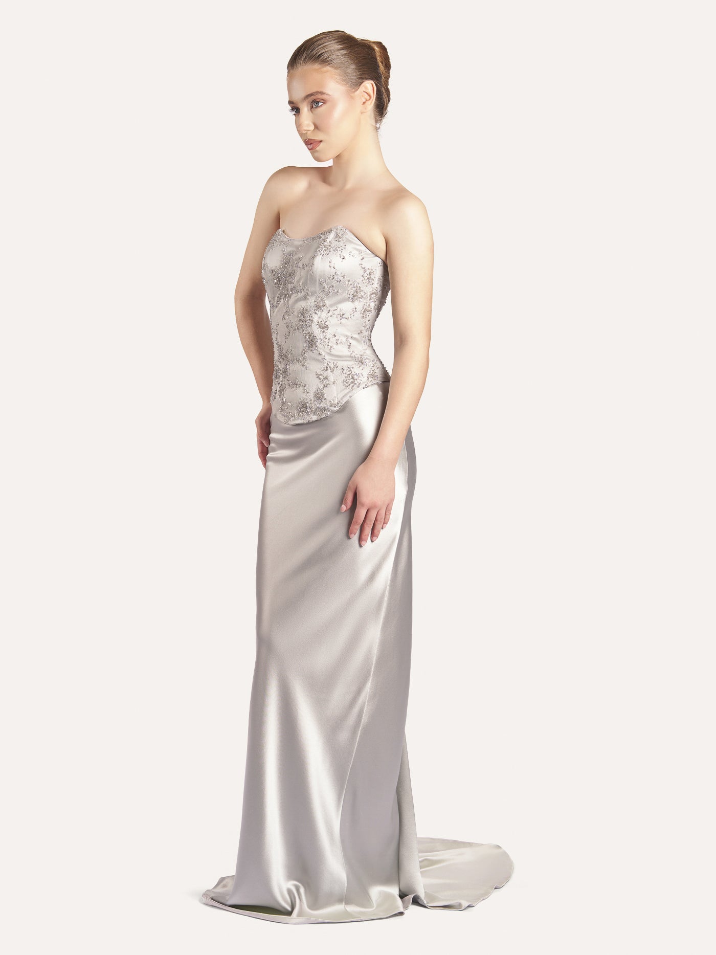 Long Bias-Cut Silk Skirt with Train