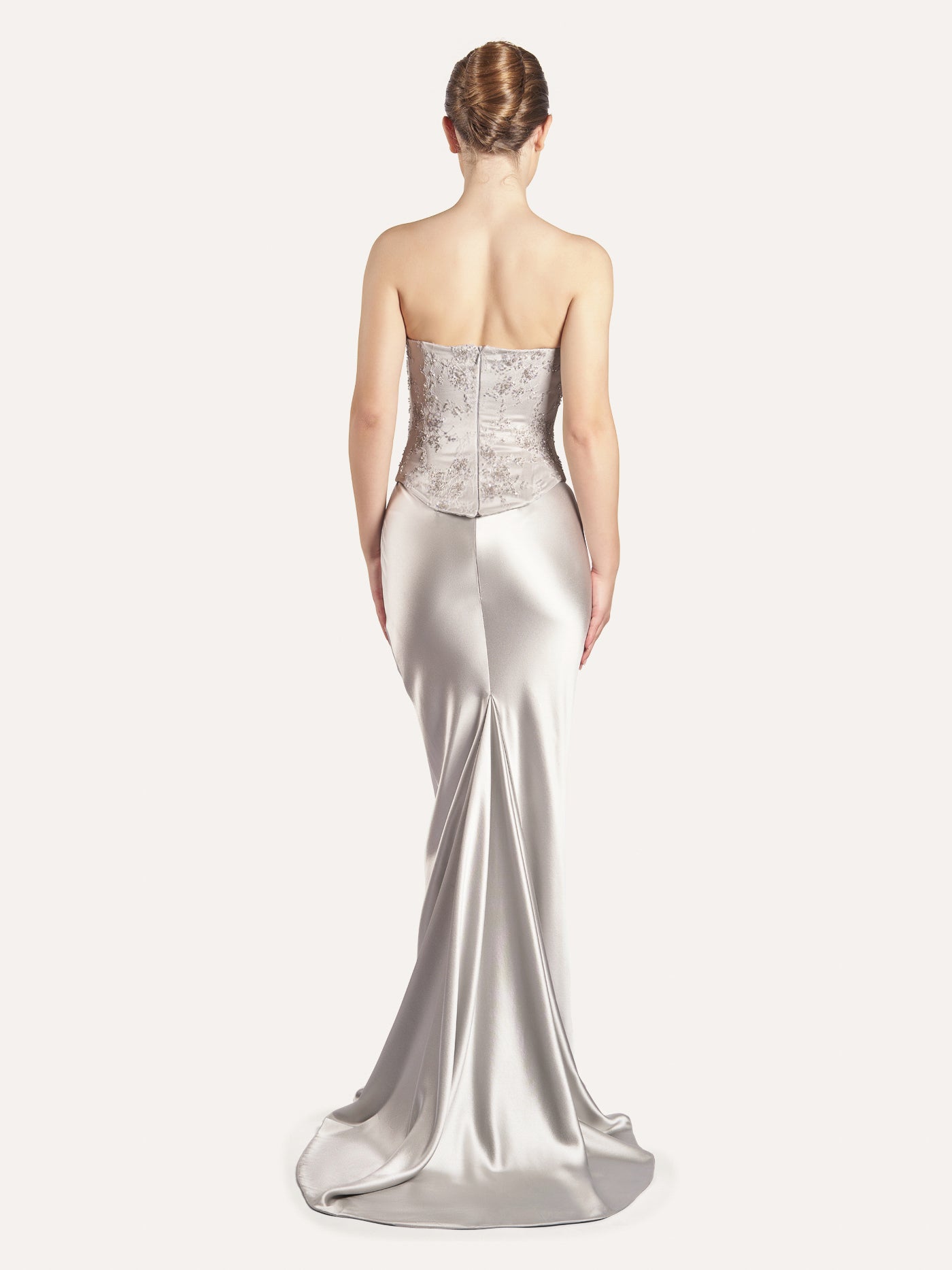 Embellished Boat Silk Corset