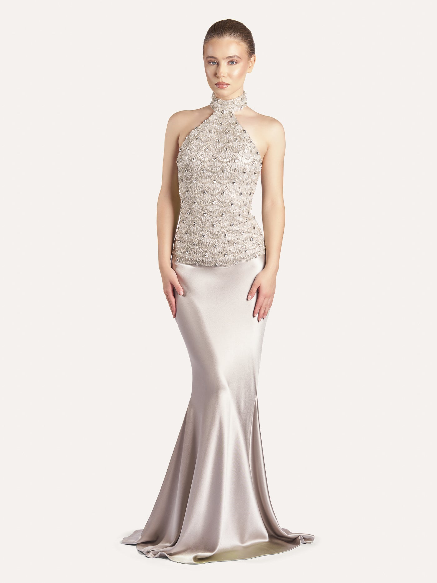 Embellished Halter Silk Corset