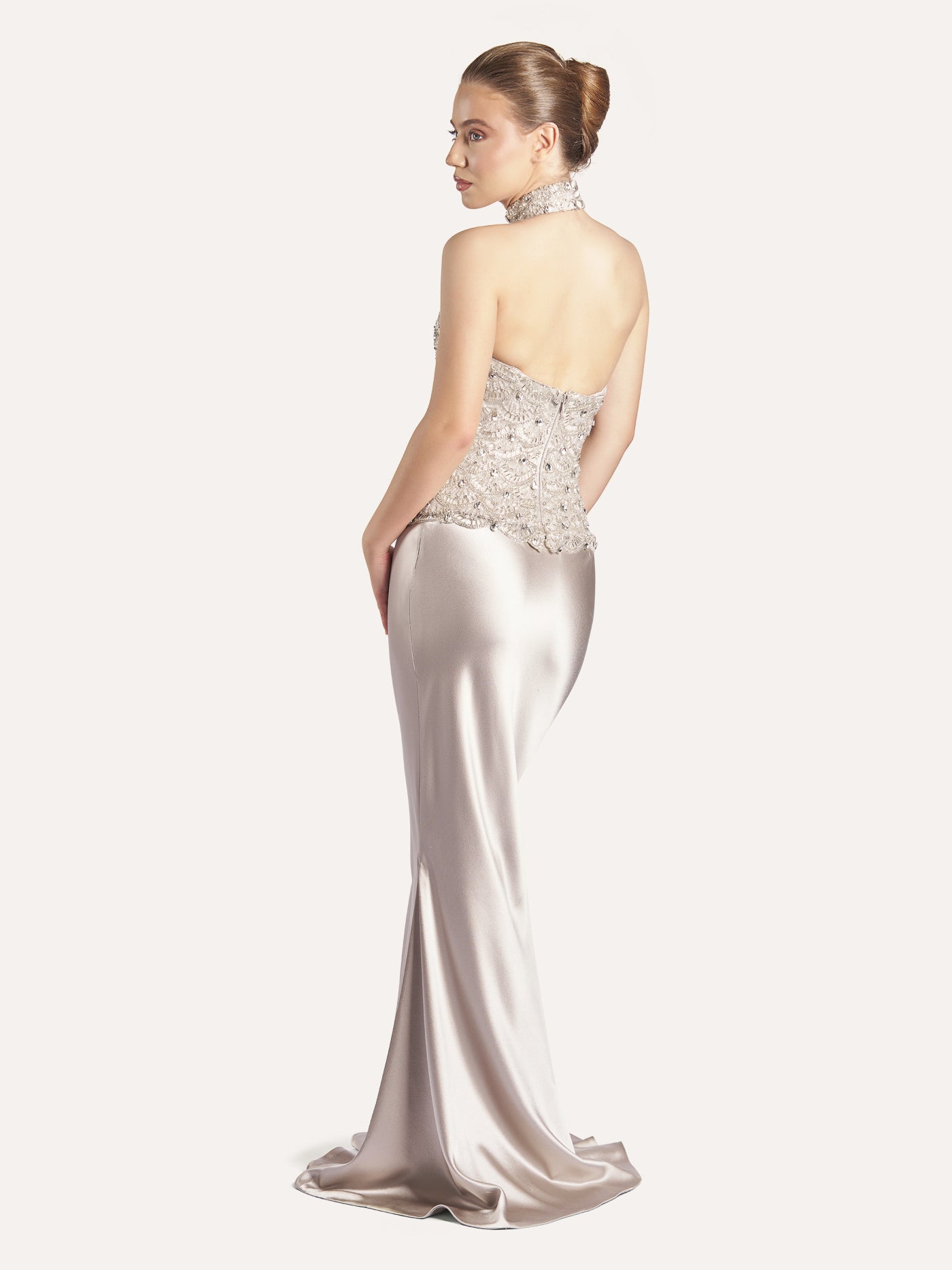 Embellished Halter Silk Corset