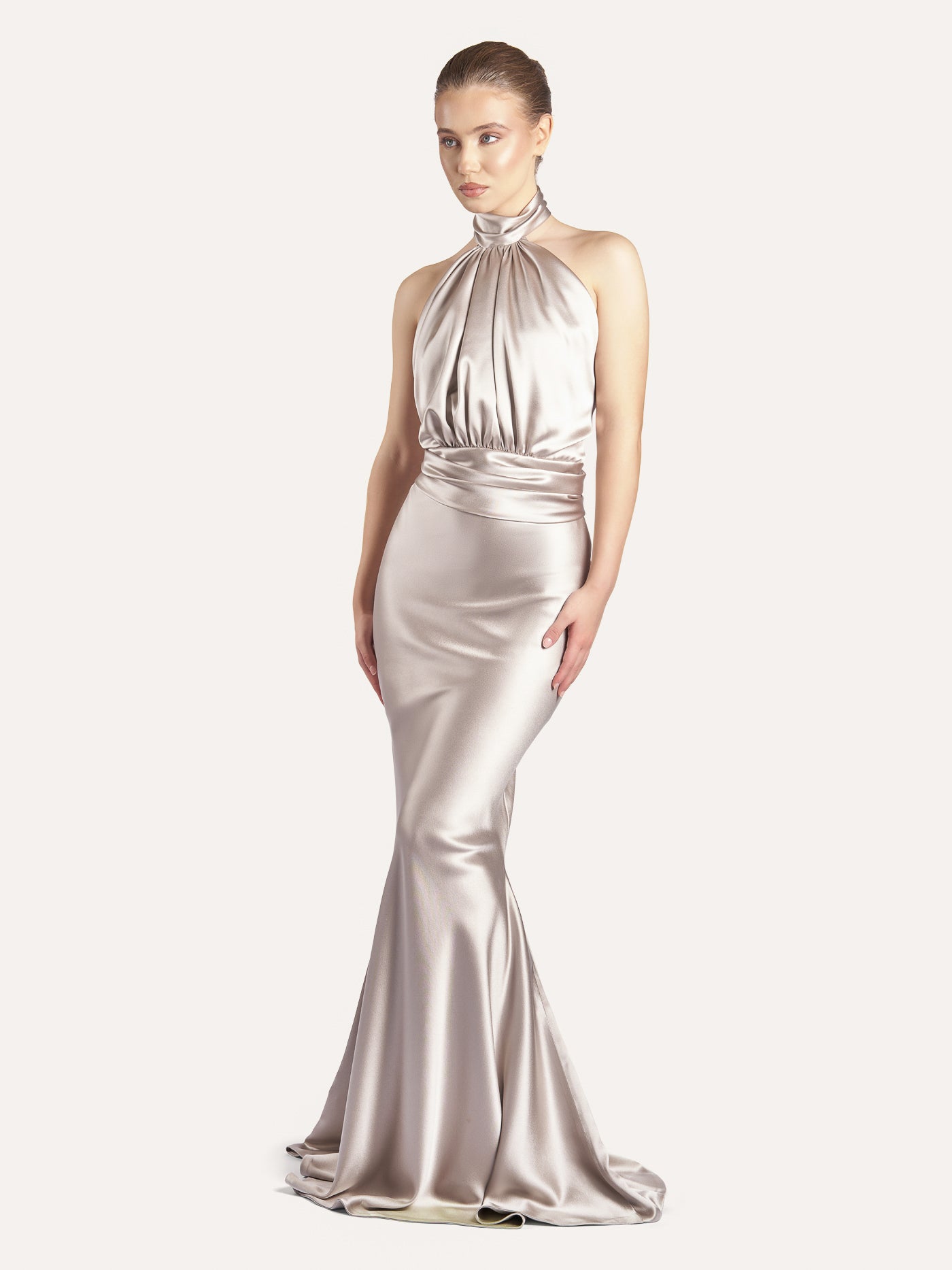 Draped Halter Silk Blouse