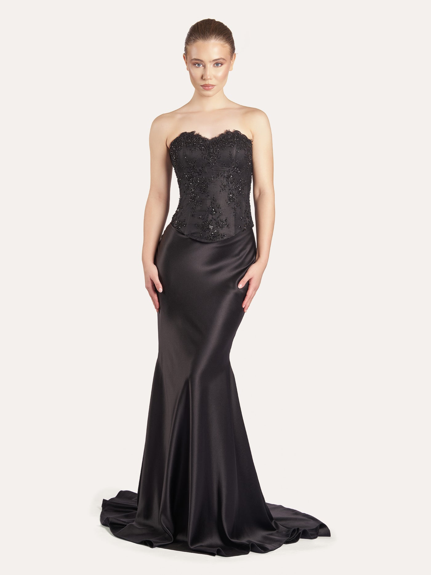 Embellished Lace Silk Corset