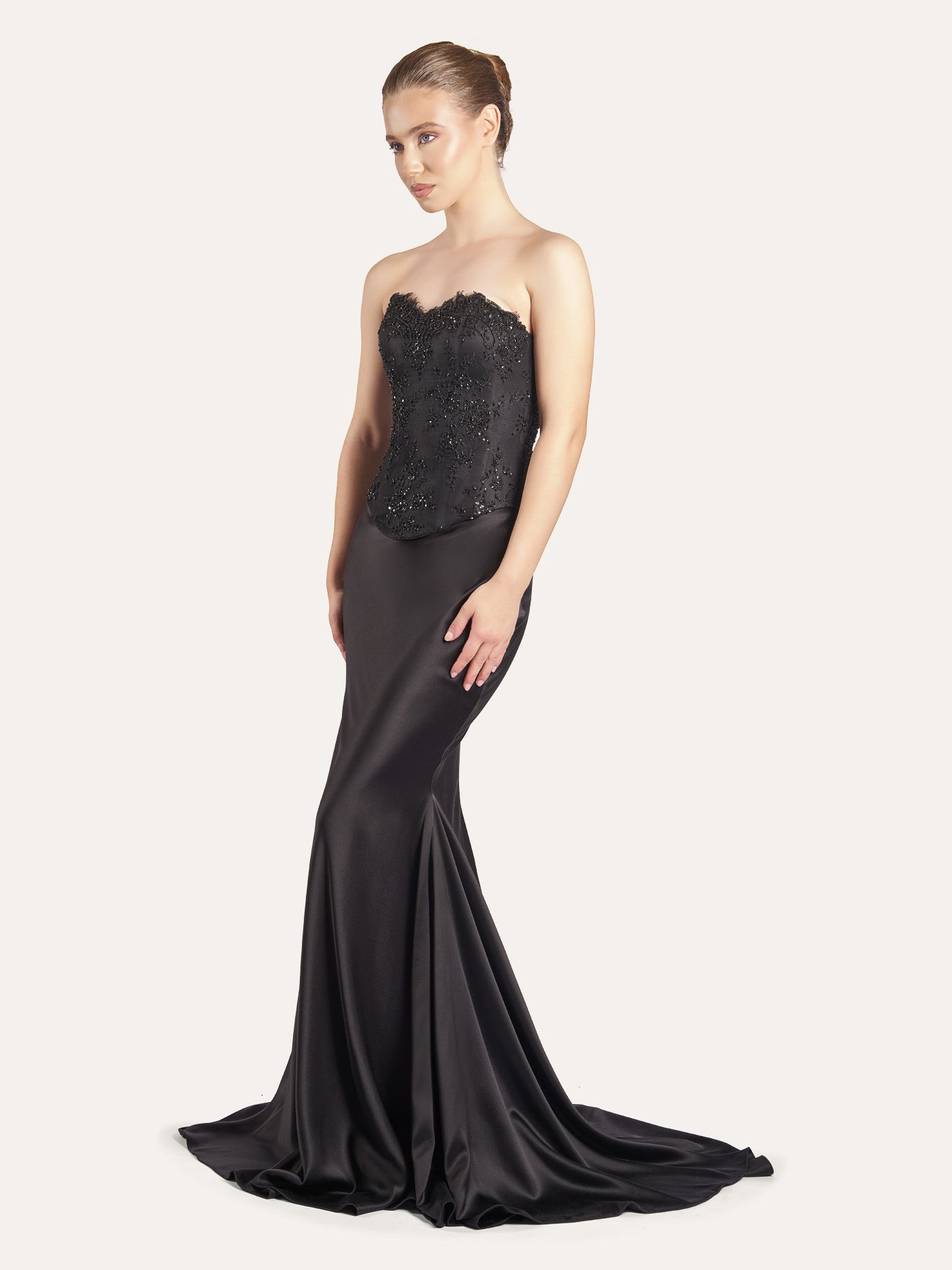 Embellished Lace Silk Corset