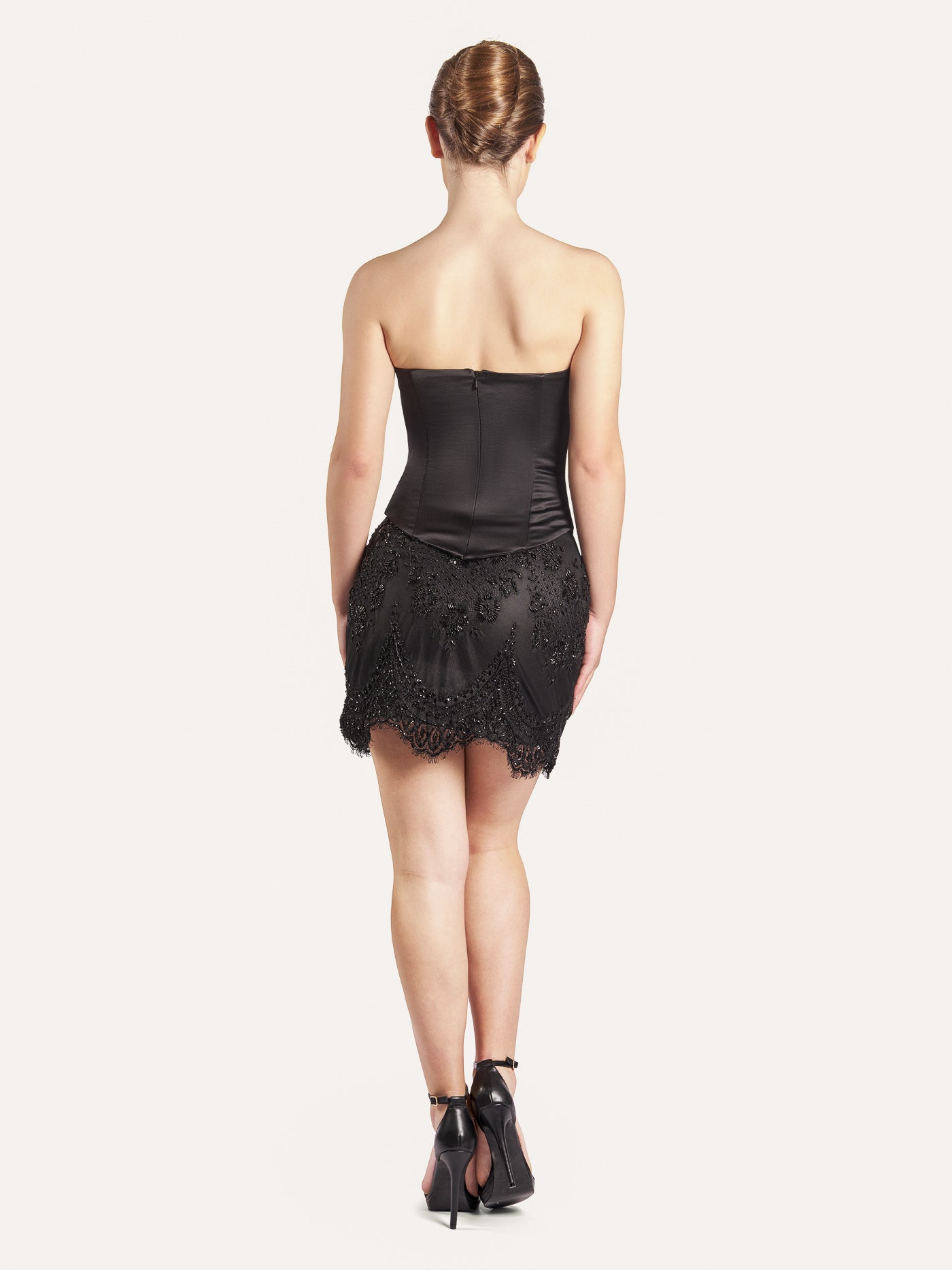 Embellished Lace Short Silk Skirt