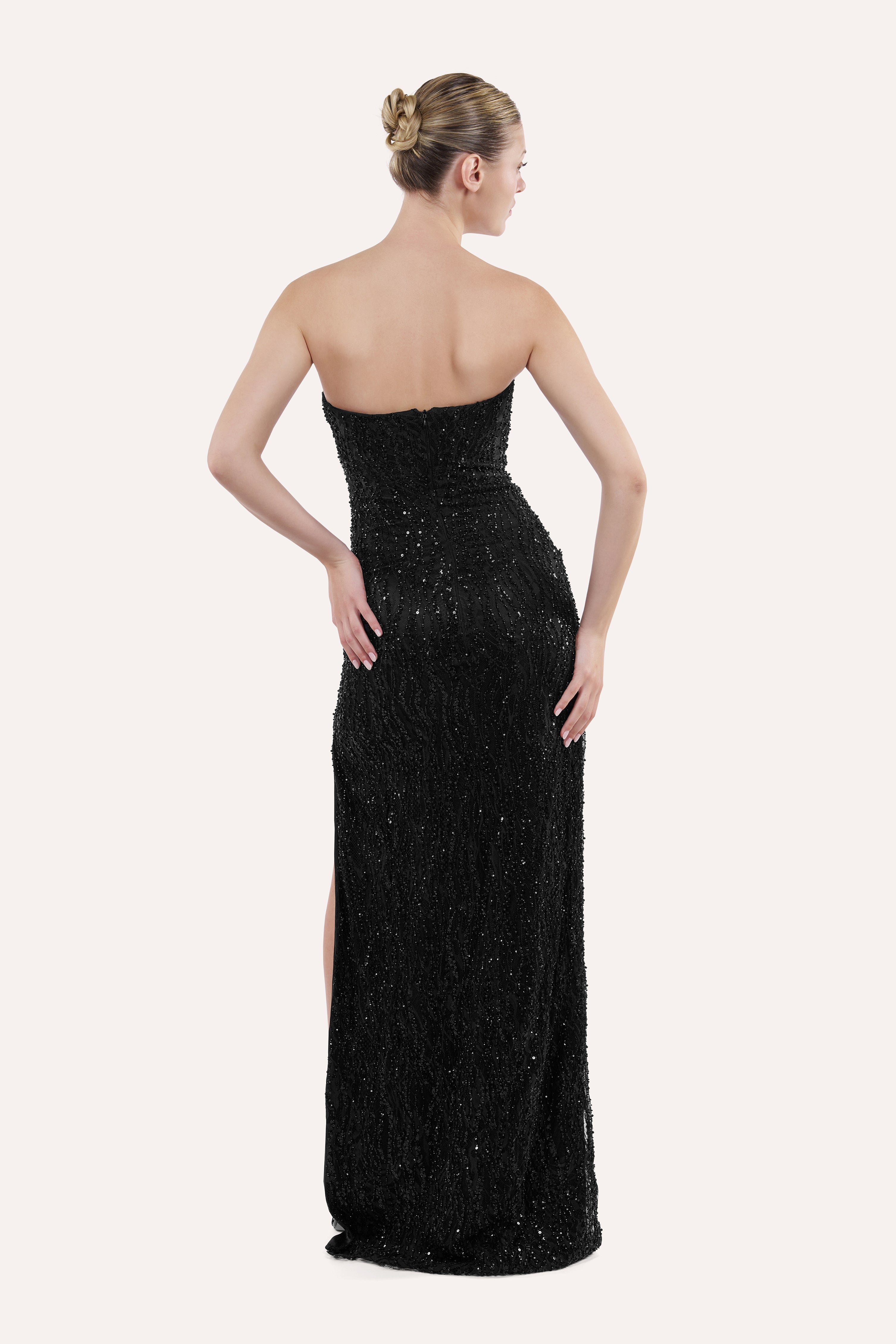 Sweetheart corset dress with slit