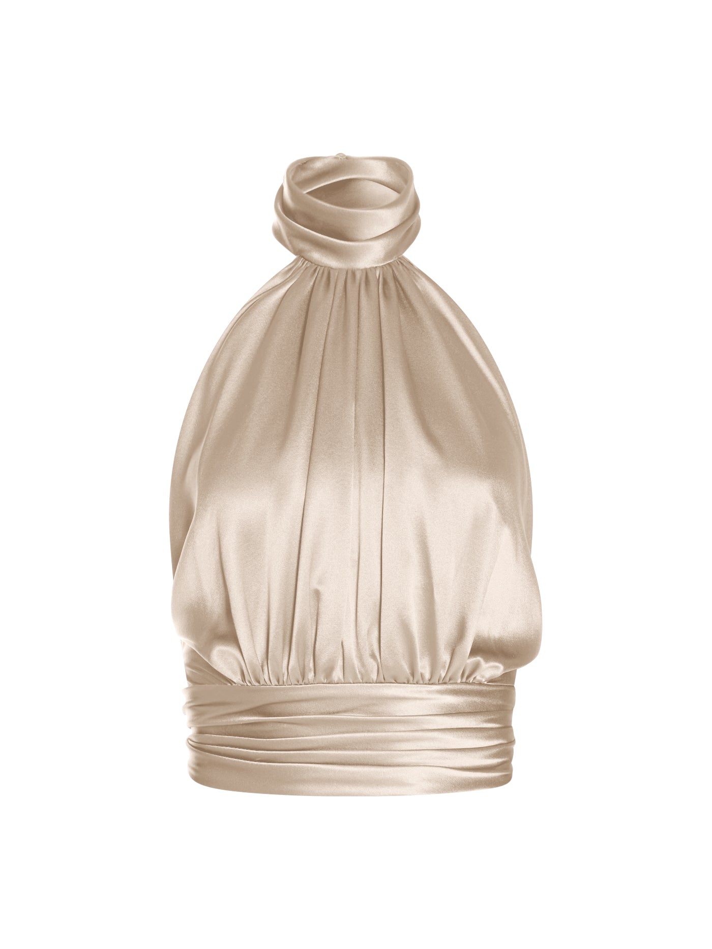 Draped Halter Silk Blouse