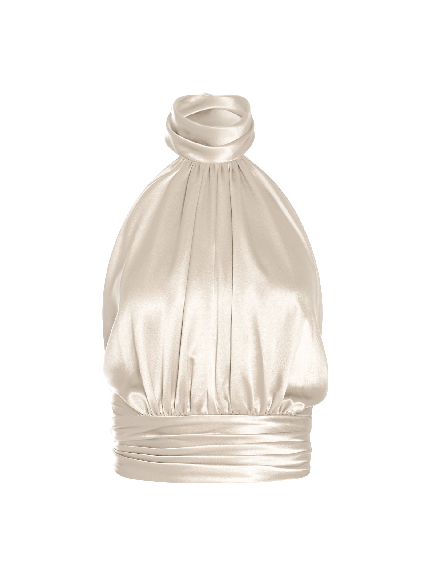 Draped Halter Silk Blouse