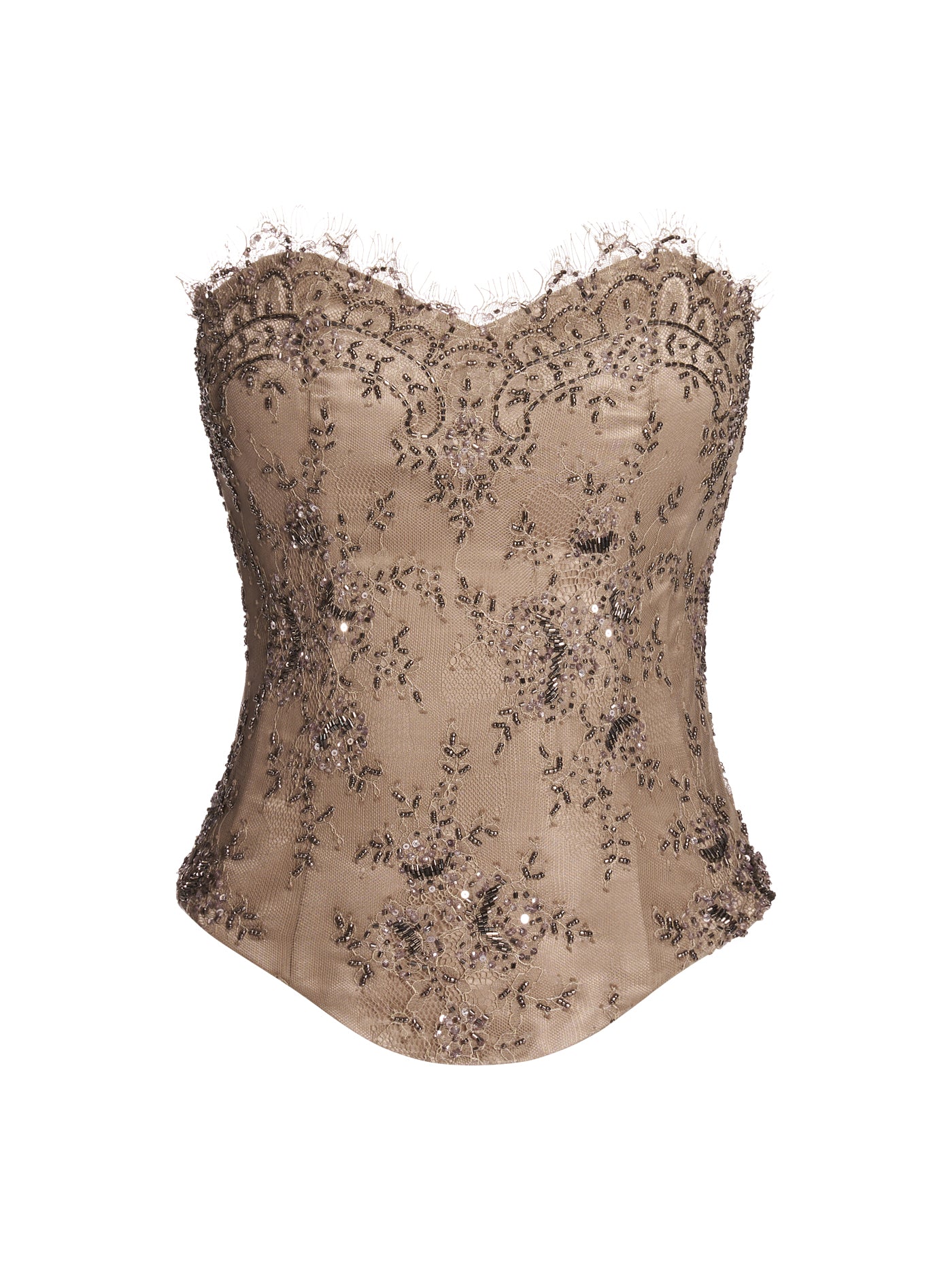 Embellished Lace Sweetheart Silk Corset
