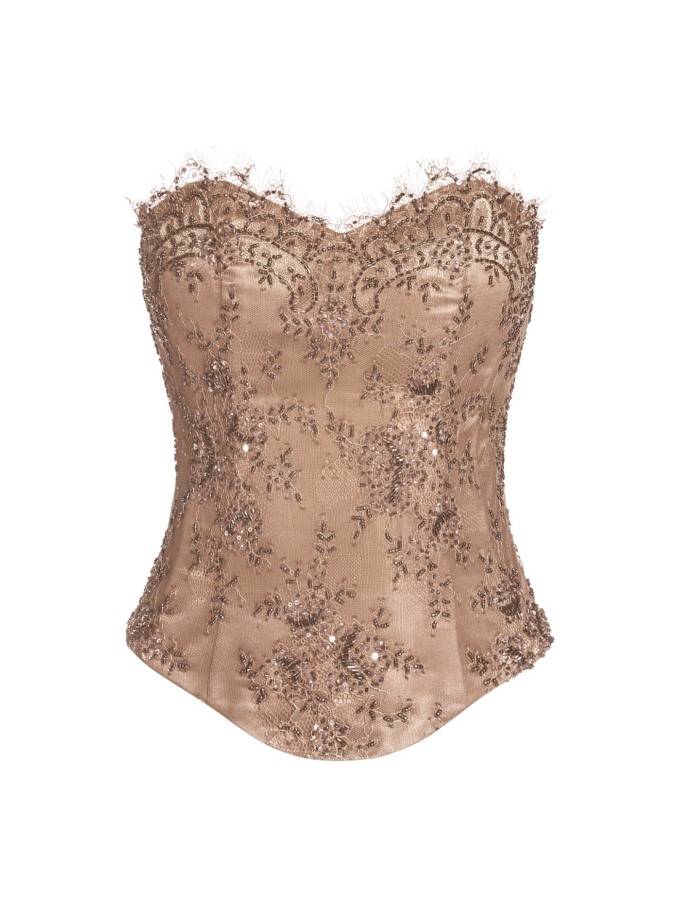 Embellished Lace Silk Corset