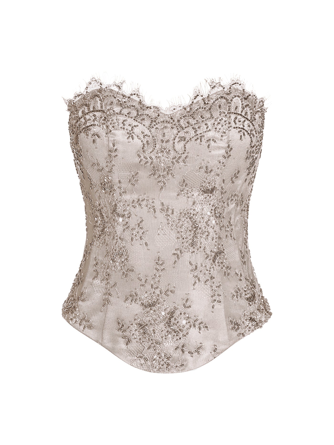 Embellished Lace Silk Corset
