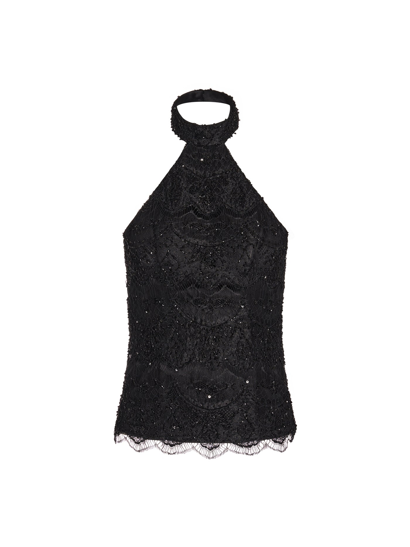 Embellished Lace Halter Silk Corset