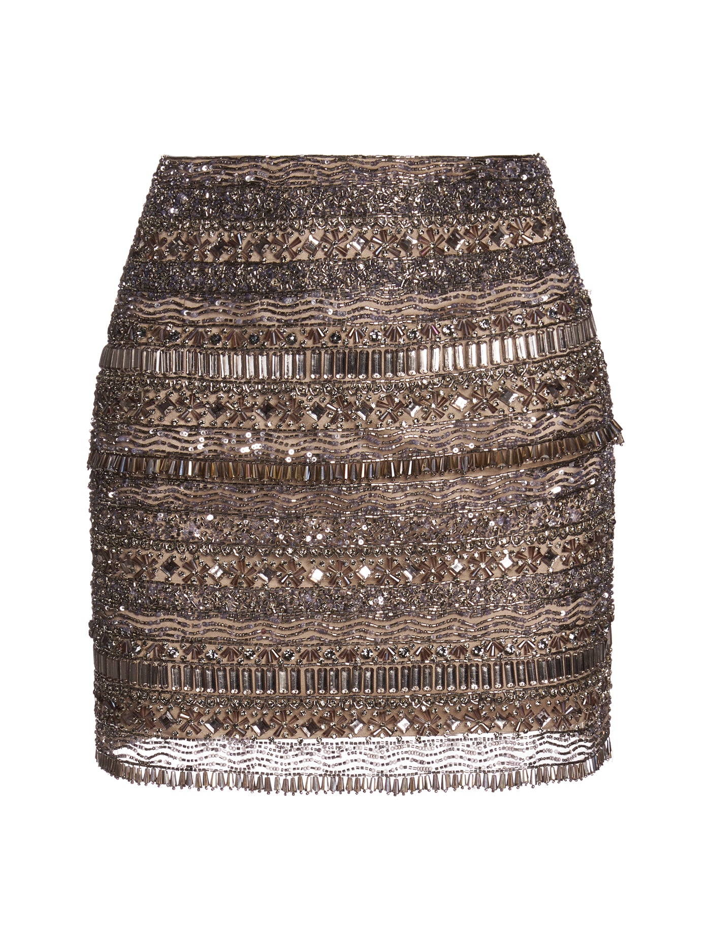 Crystal-Embellished Short Silk Skirt
