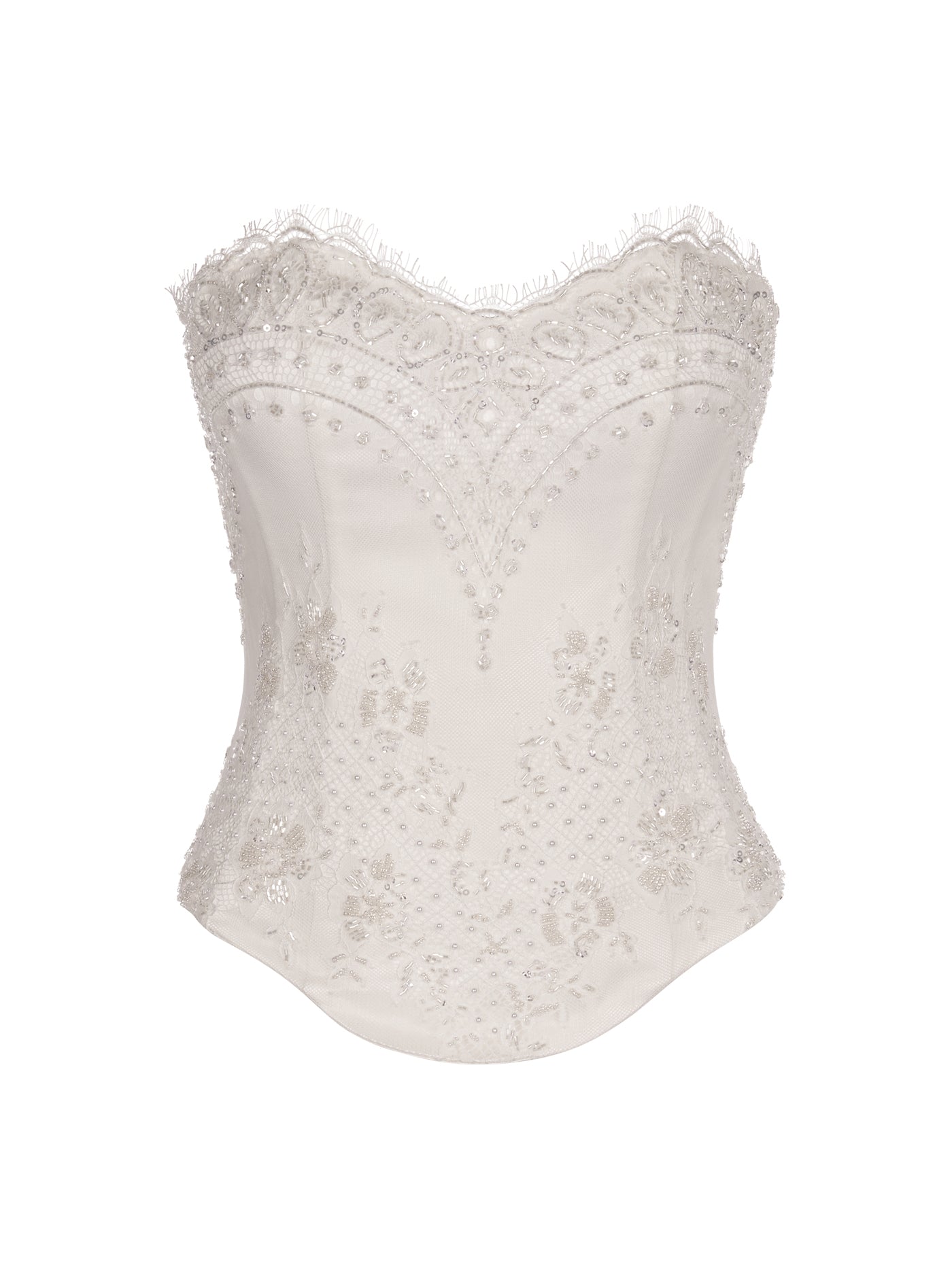 Embroidered Lace Sweetheart Silk Corset