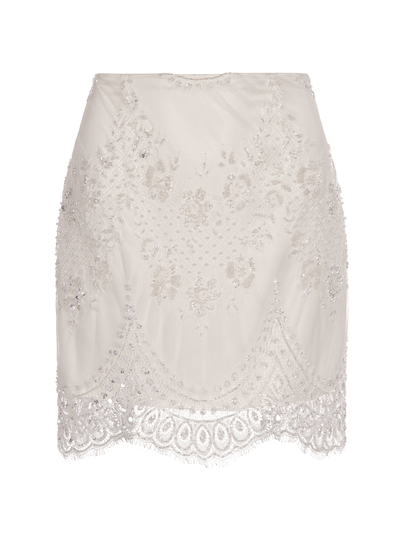 Embroidered Lace Short Silk Skirt
