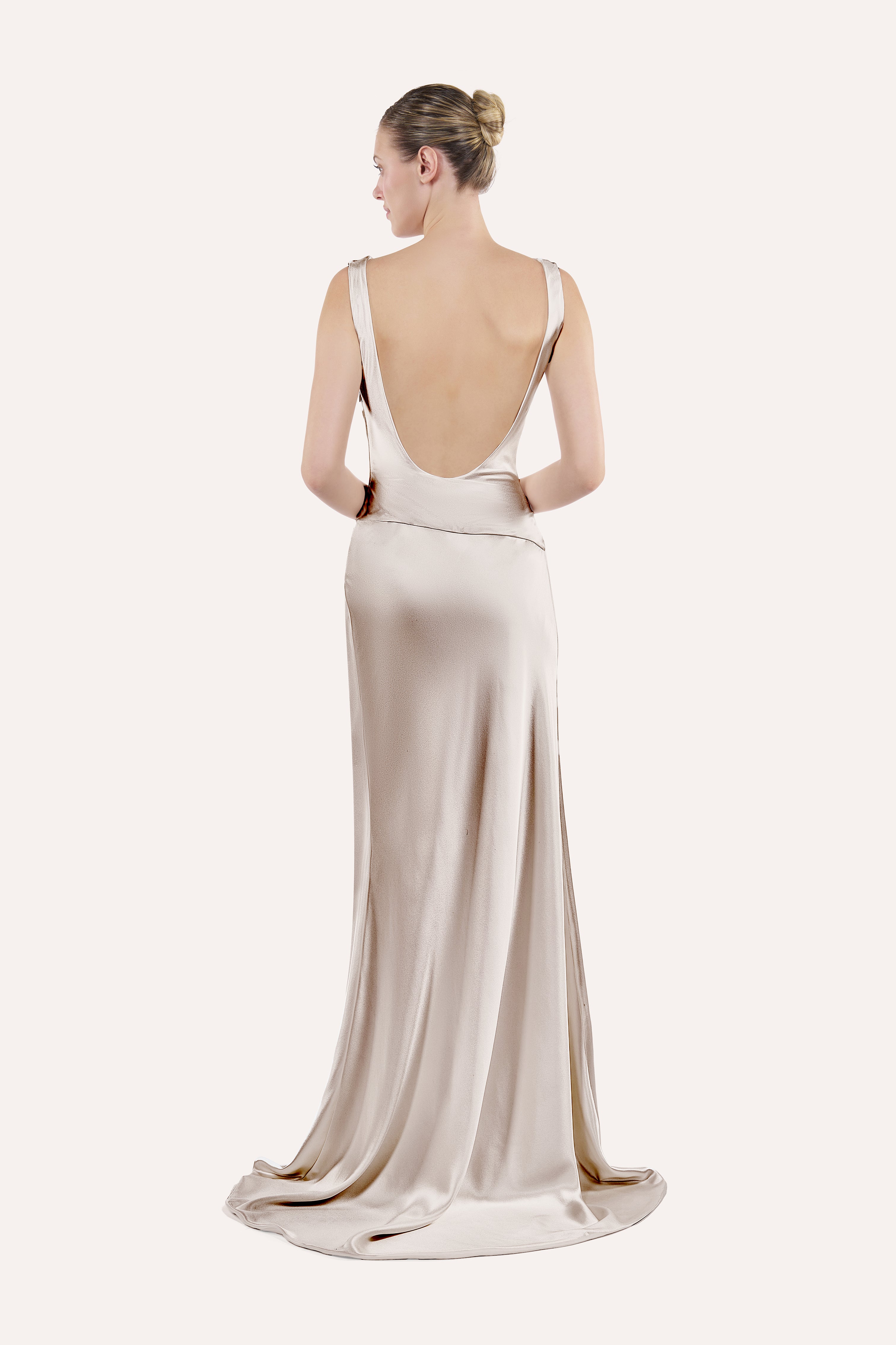 Draped cowl-neck dress