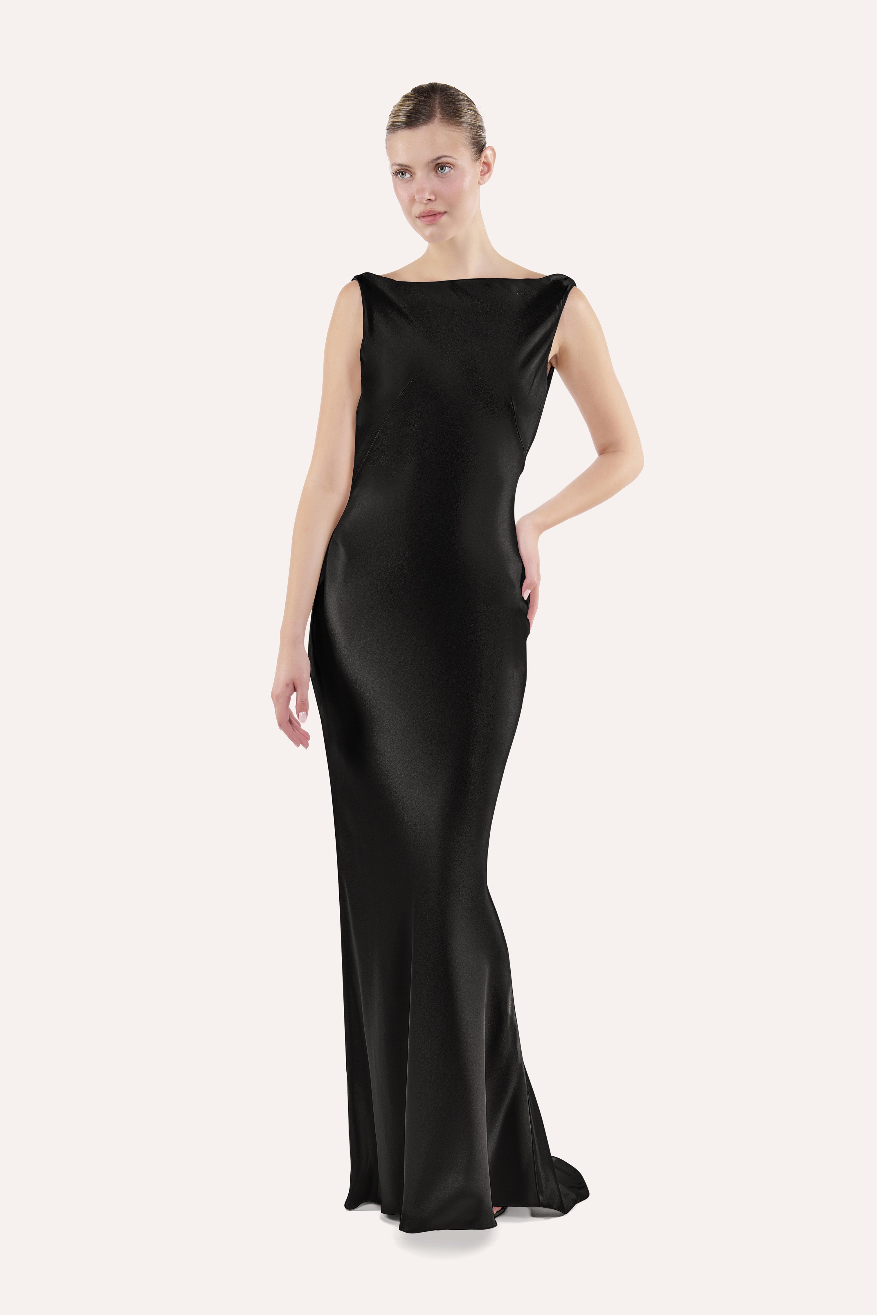 Cowl-back slip dress