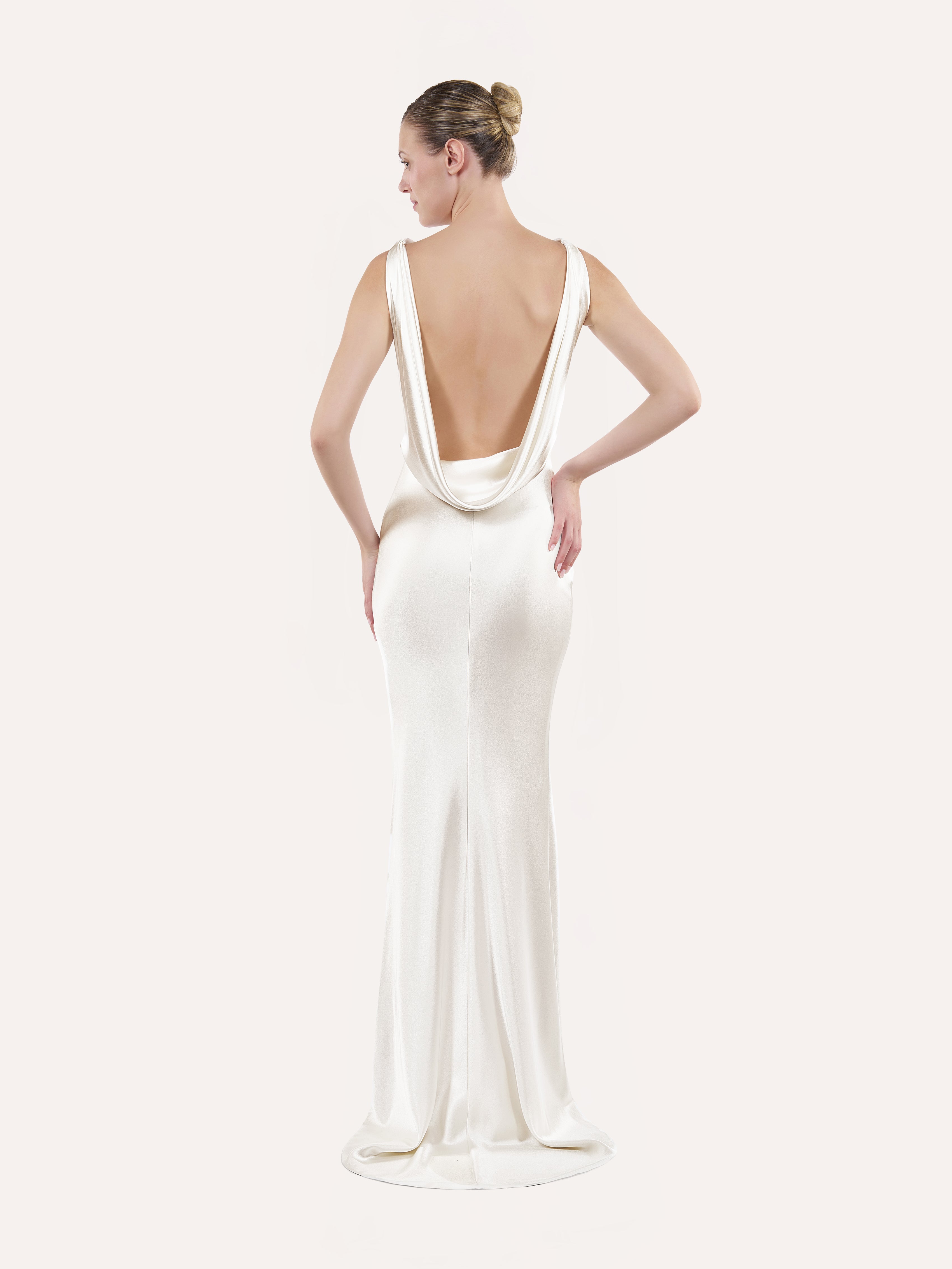 Cowl-back slip dress