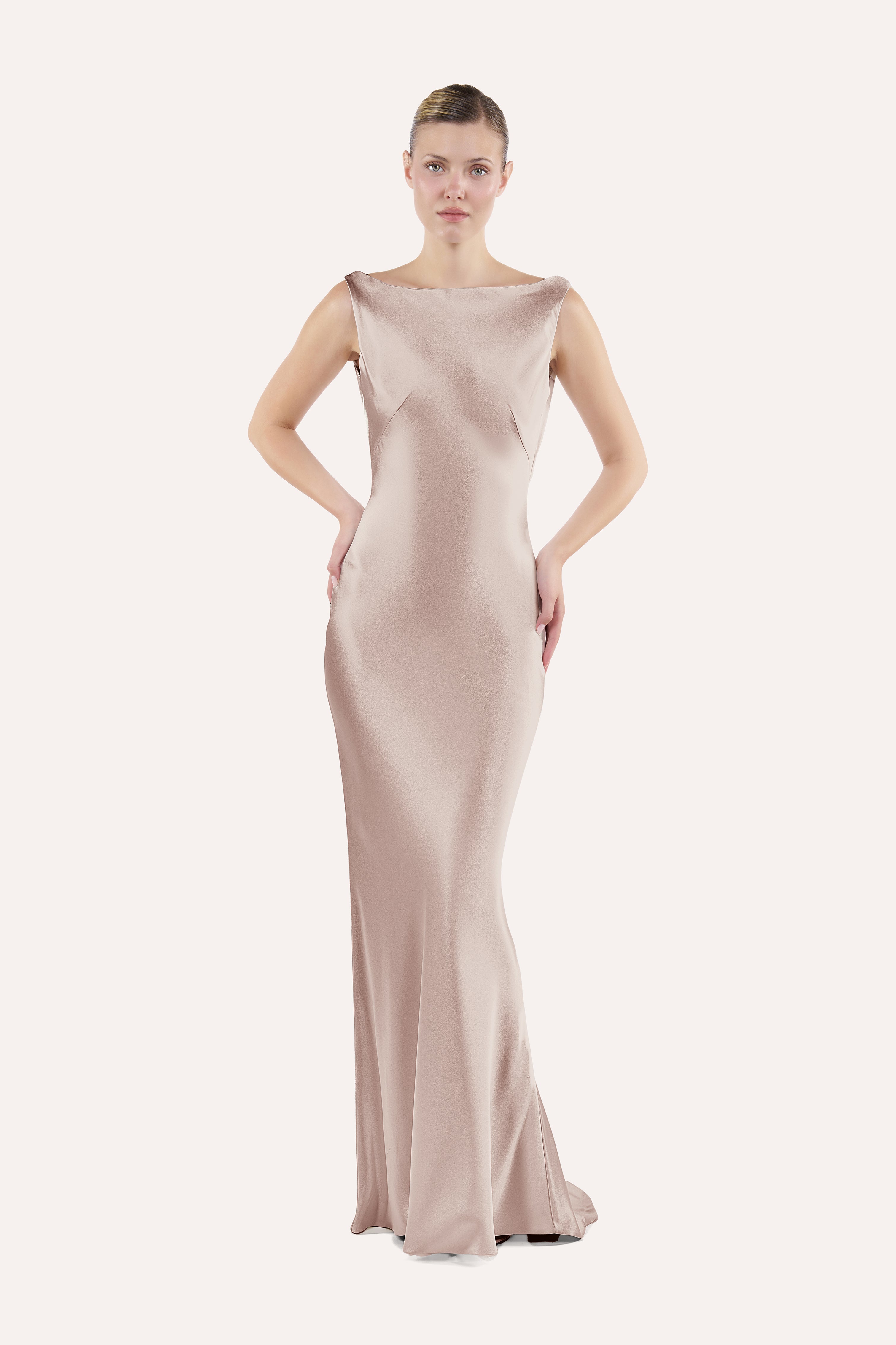 Cowl-back slip dress