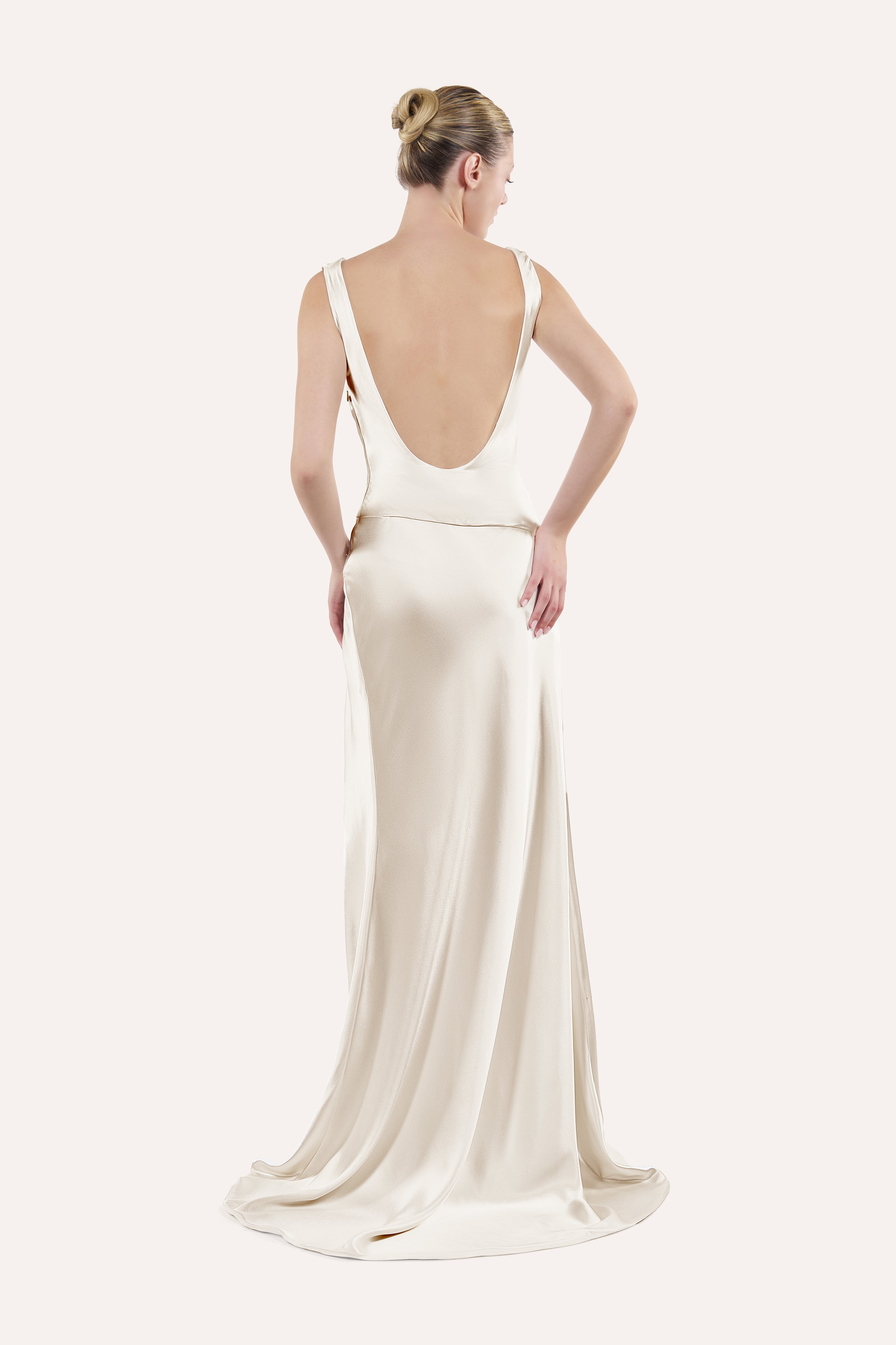 Draped cowl-neck dress