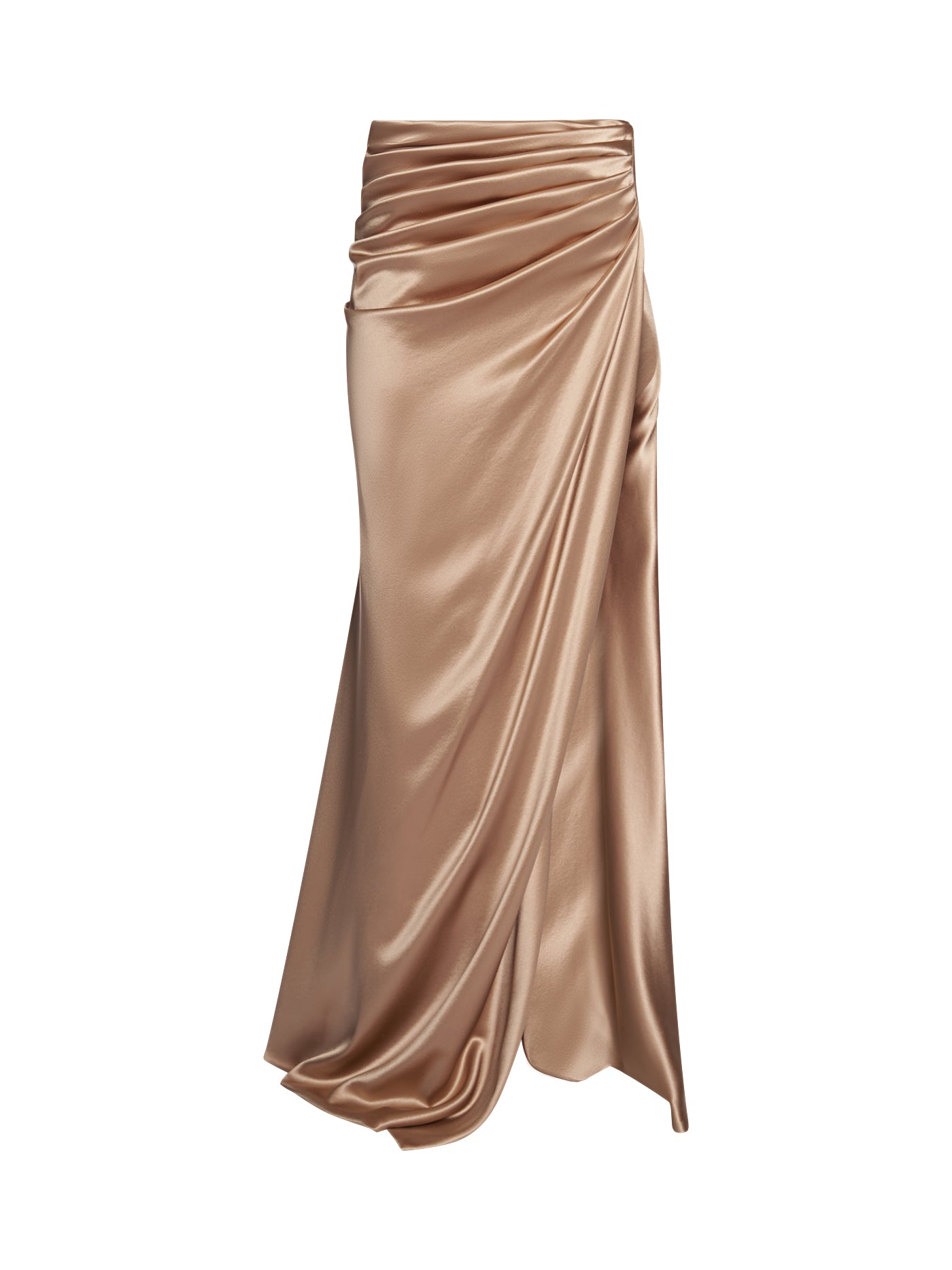 Draped Silk Long Skirt with Side Slit