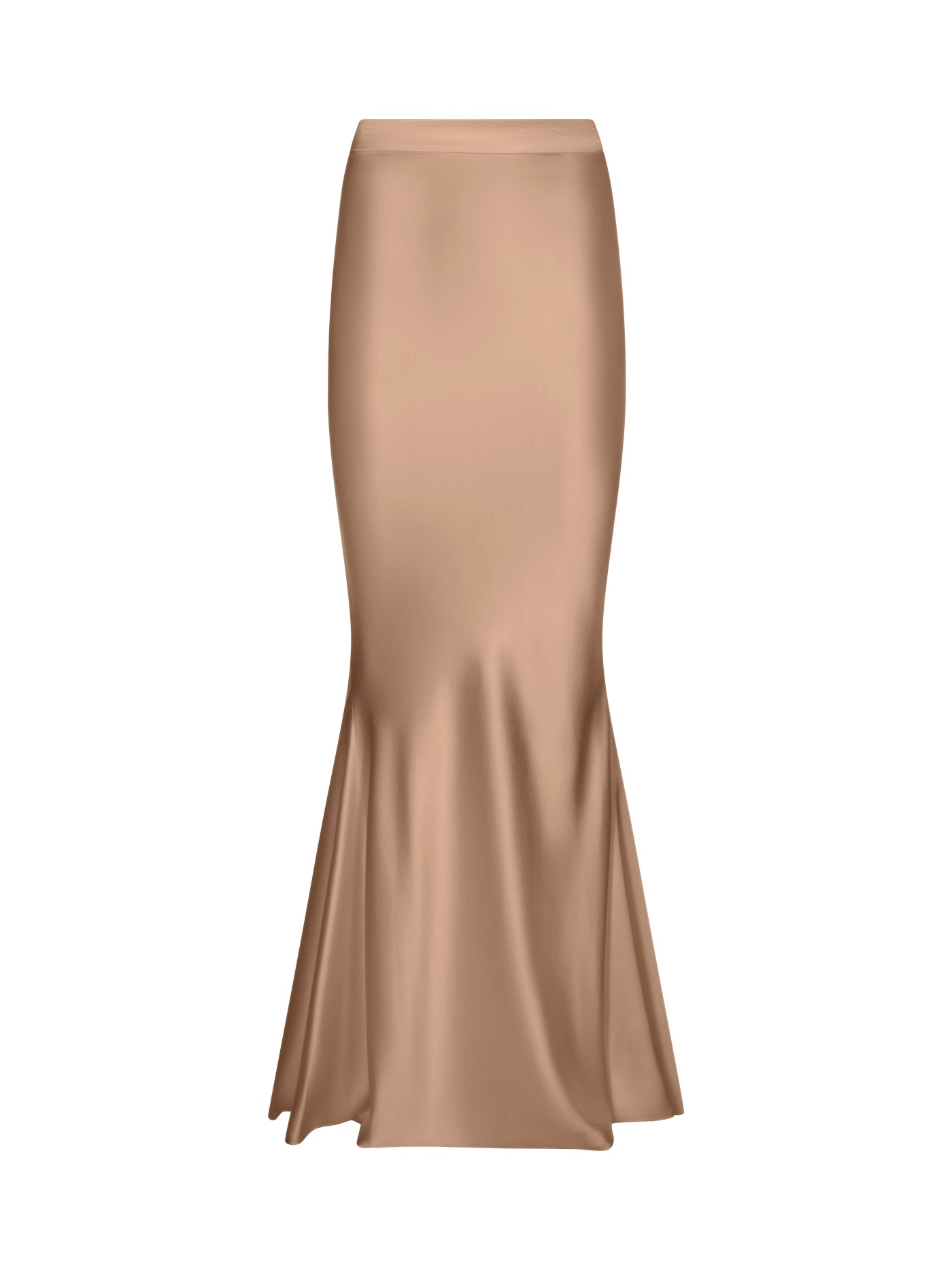 Long Bias-Cut Silk Skirt with Flared Back