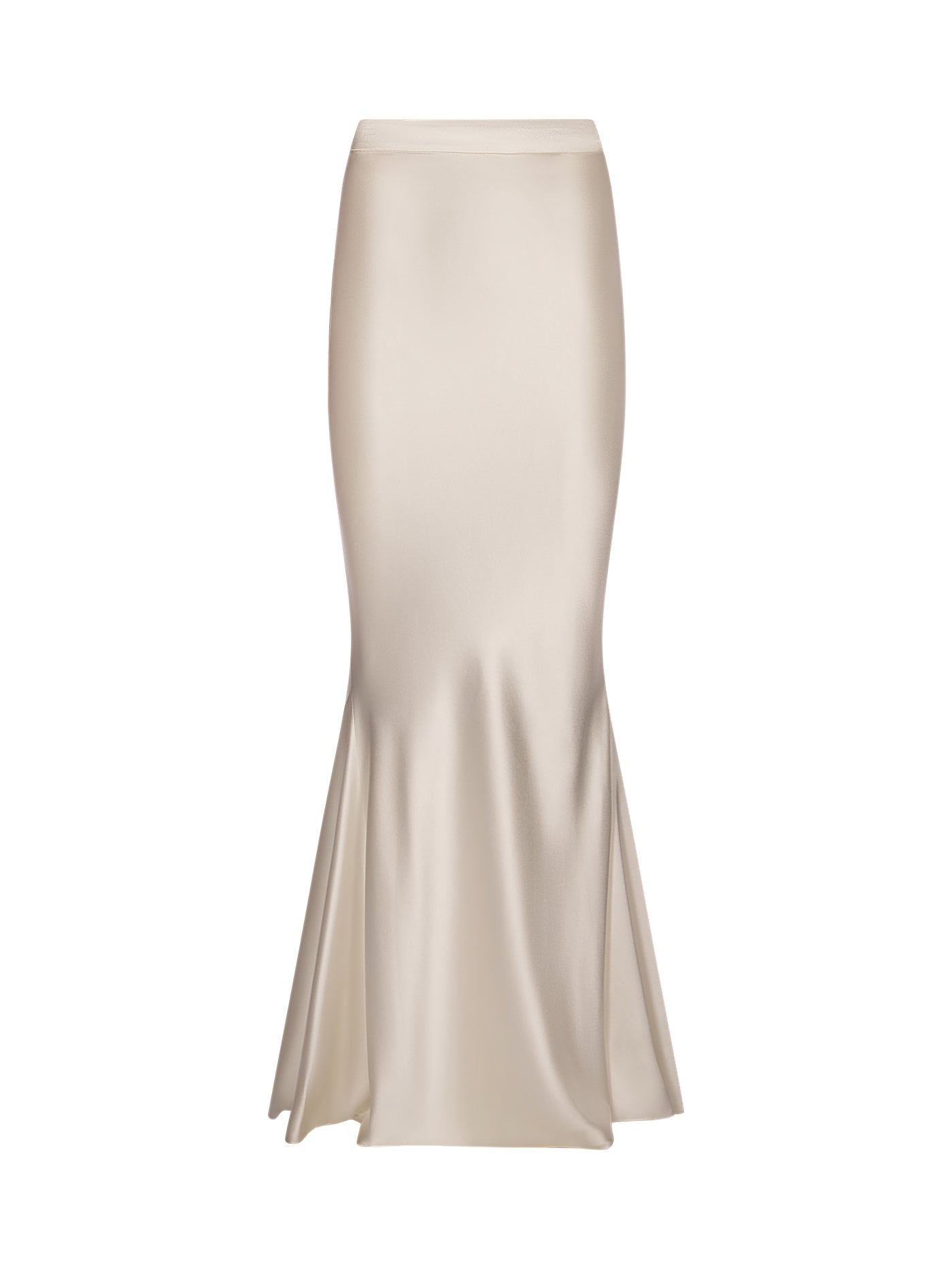 Long Bias-Cut Silk Skirt with Flared Back