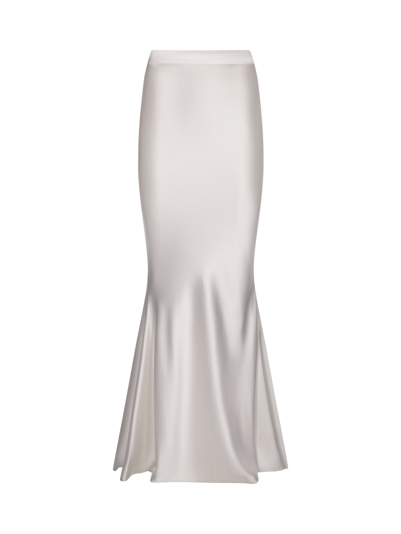 Long Bias-Cut Silk Skirt with Flared Back
