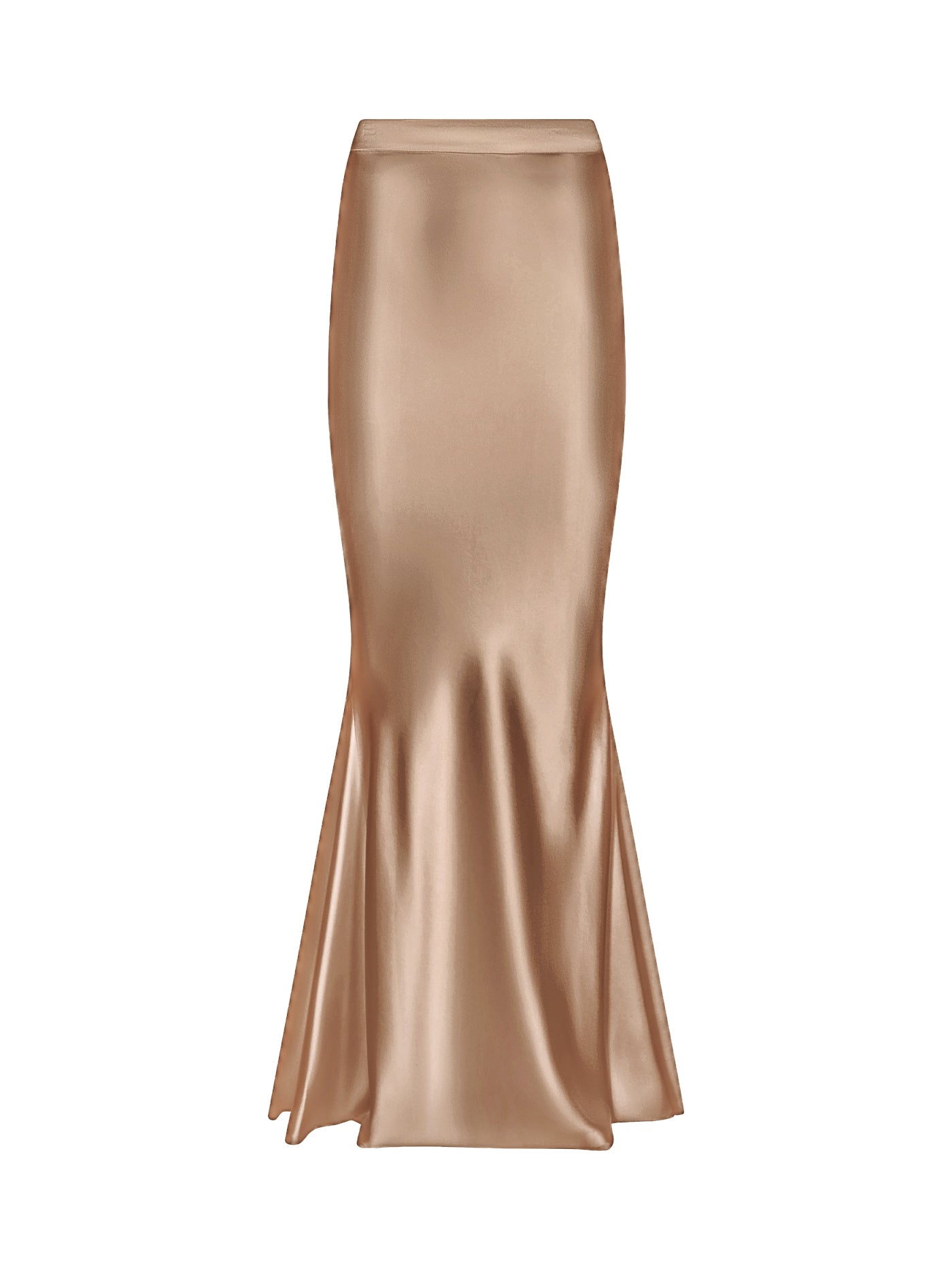 Bias-Cut Flared Long Silk Skirt