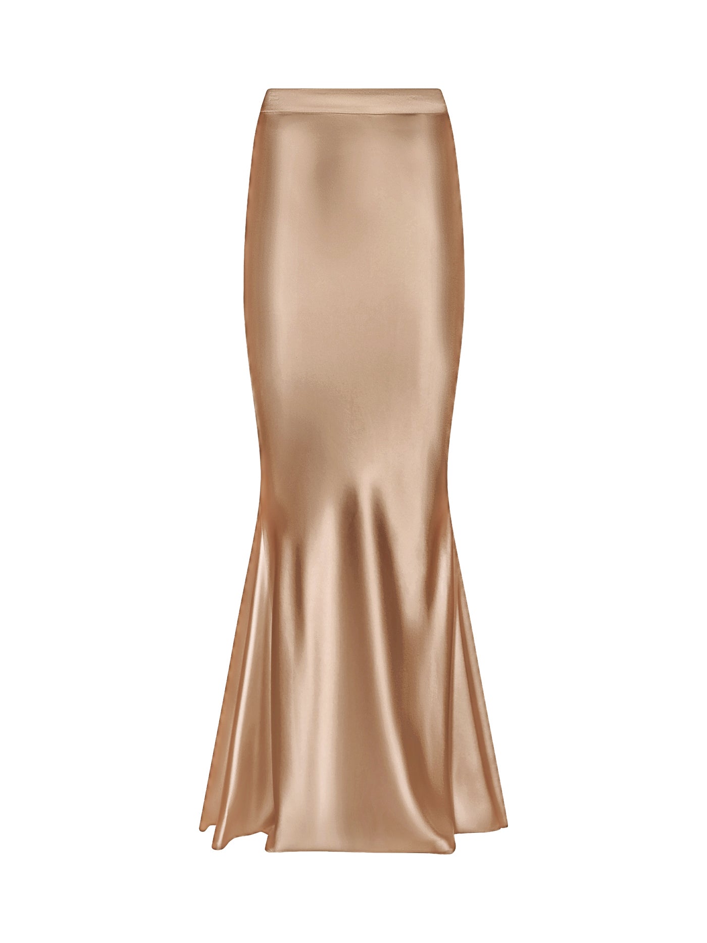 Bias-Cut Flared Long Silk Skirt