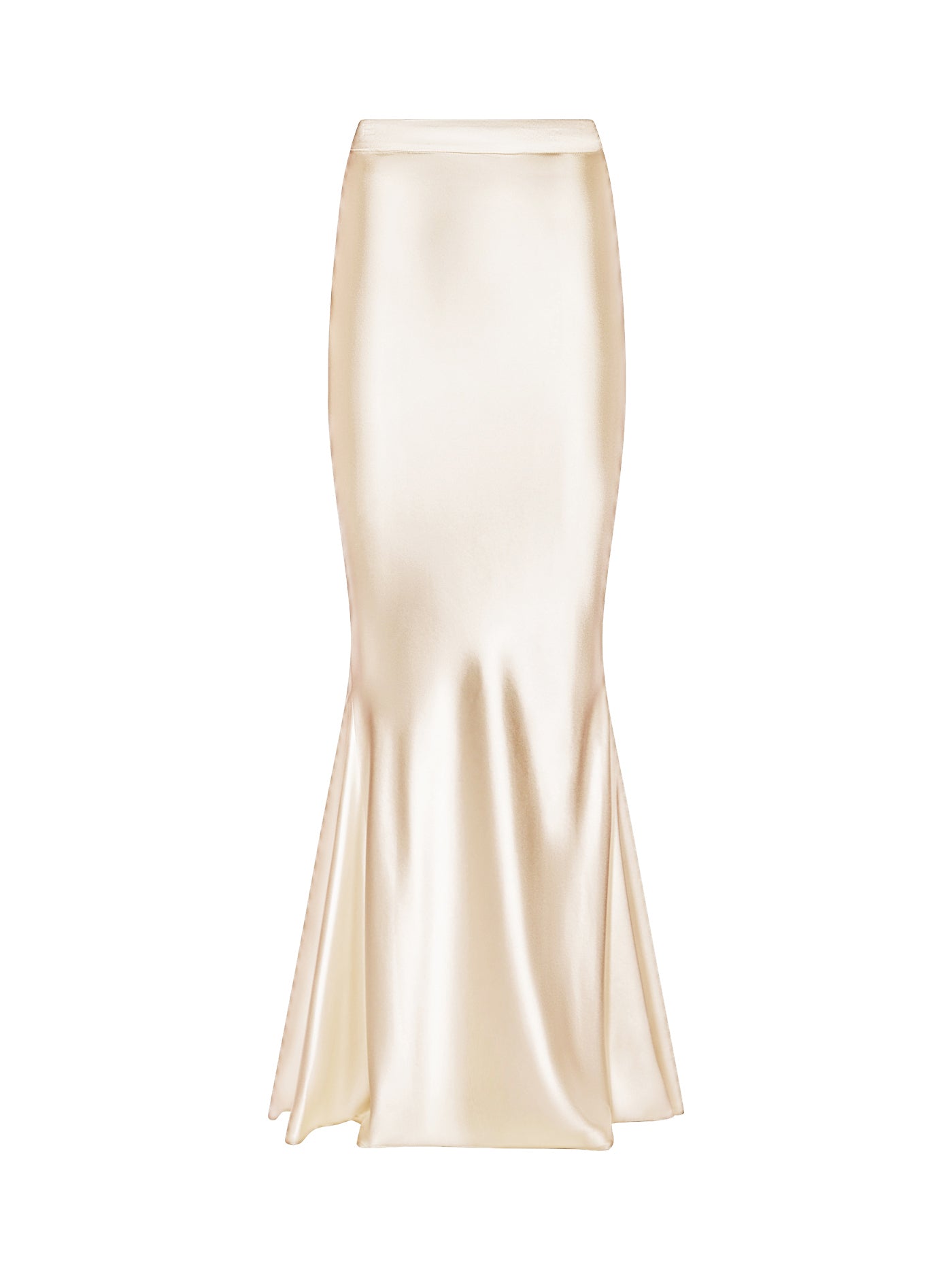 Bias-Cut Flared Long Silk Skirt