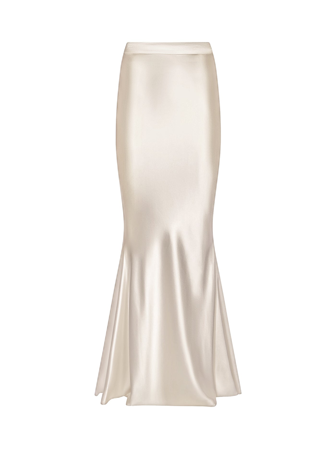 Bias-Cut Flared Long Silk Skirt