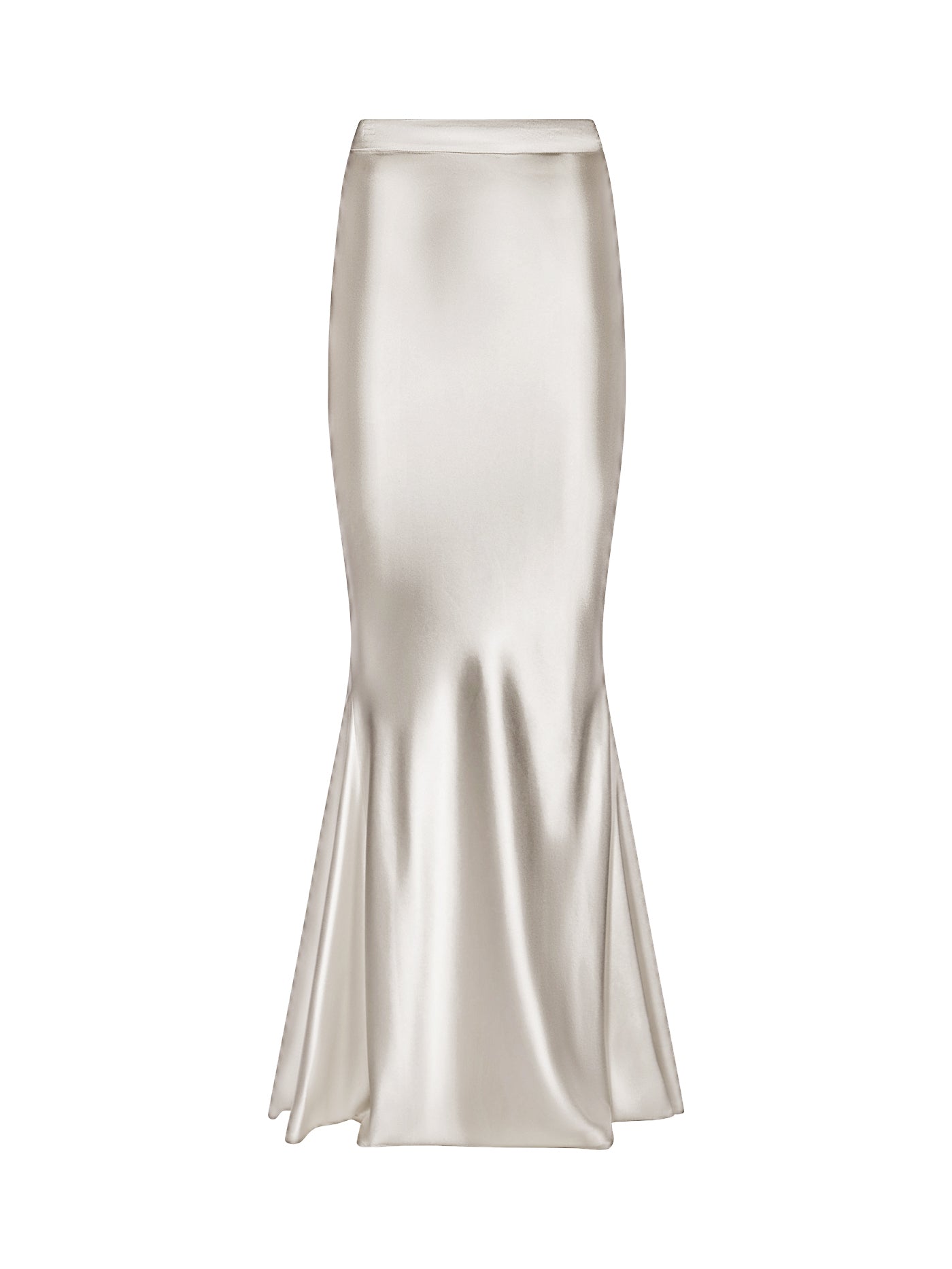 Bias-Cut Flared Long Silk Skirt