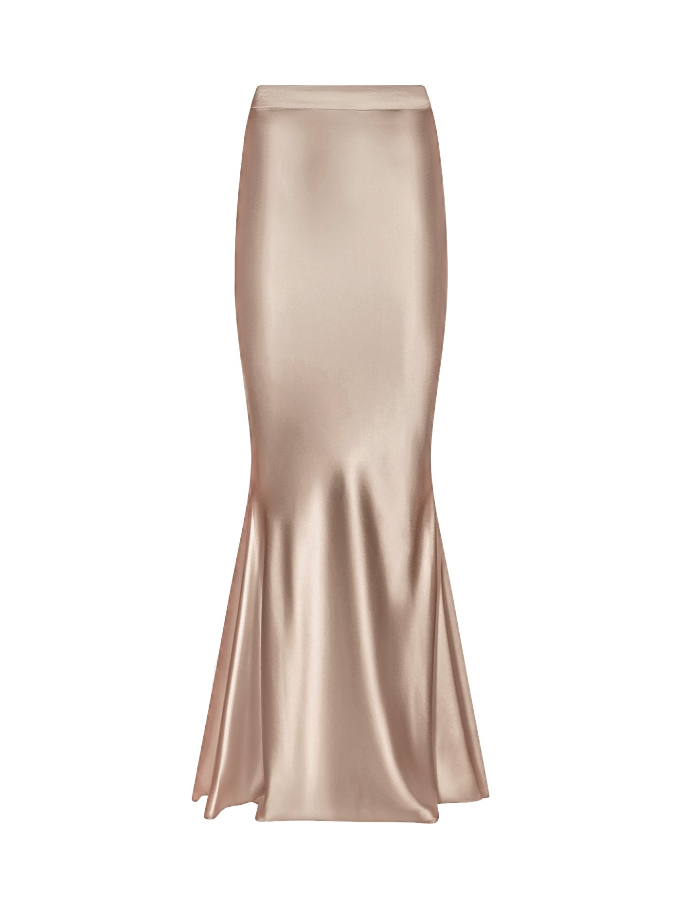 Bias-Cut Flared Long Silk Skirt