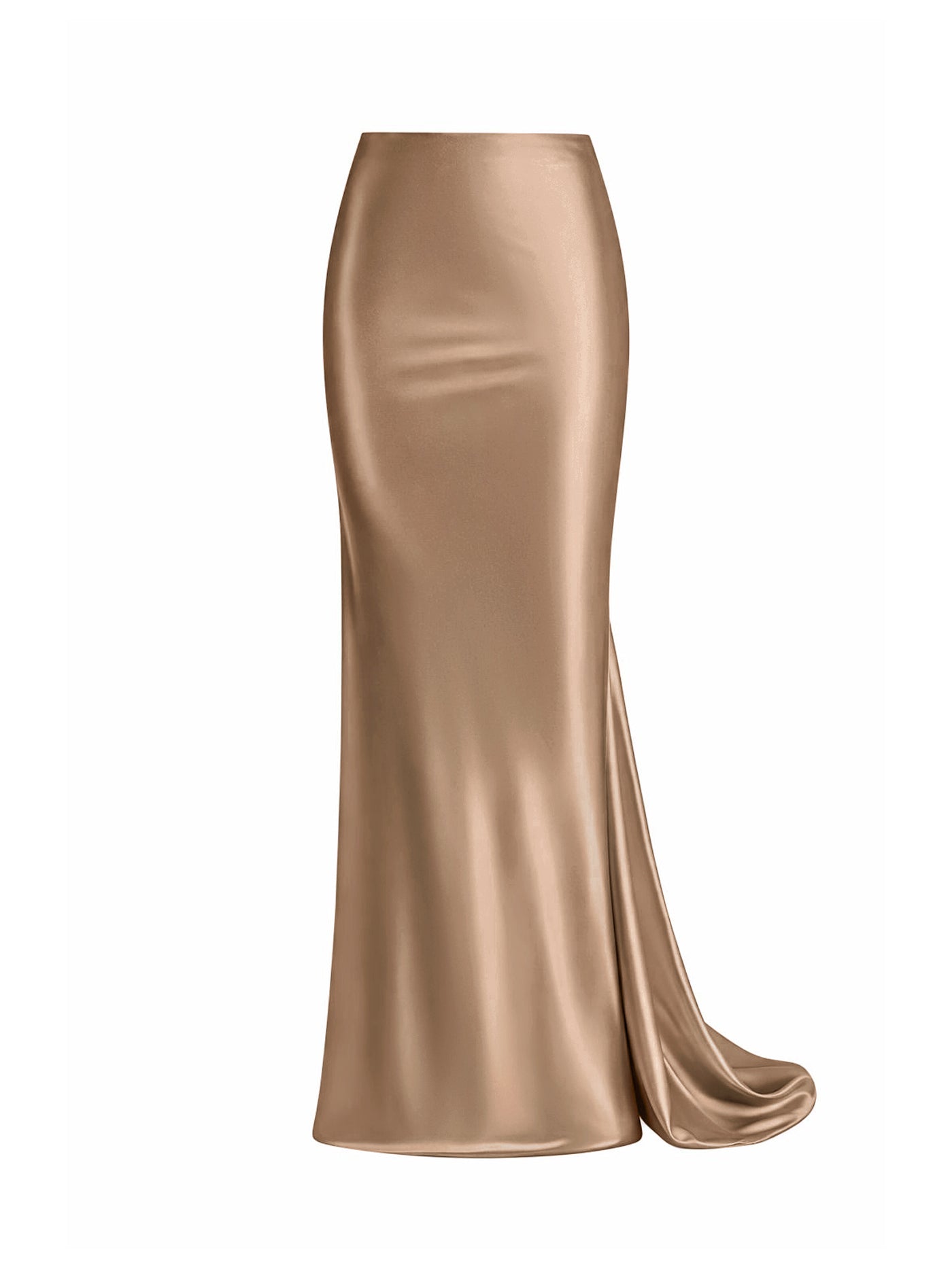 Long Bias-Cut Silk Skirt with Train