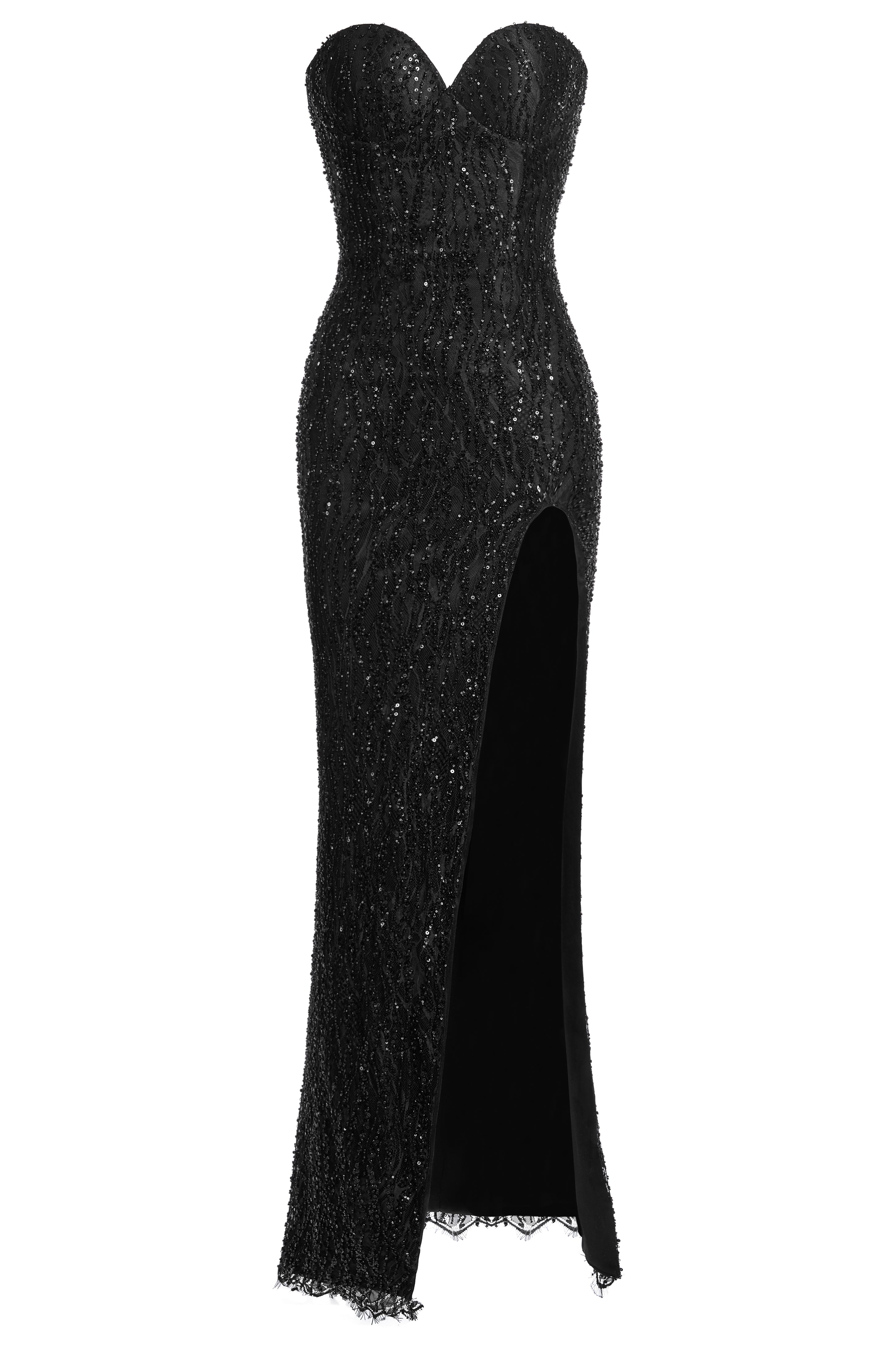 Sweetheart corset dress with slit