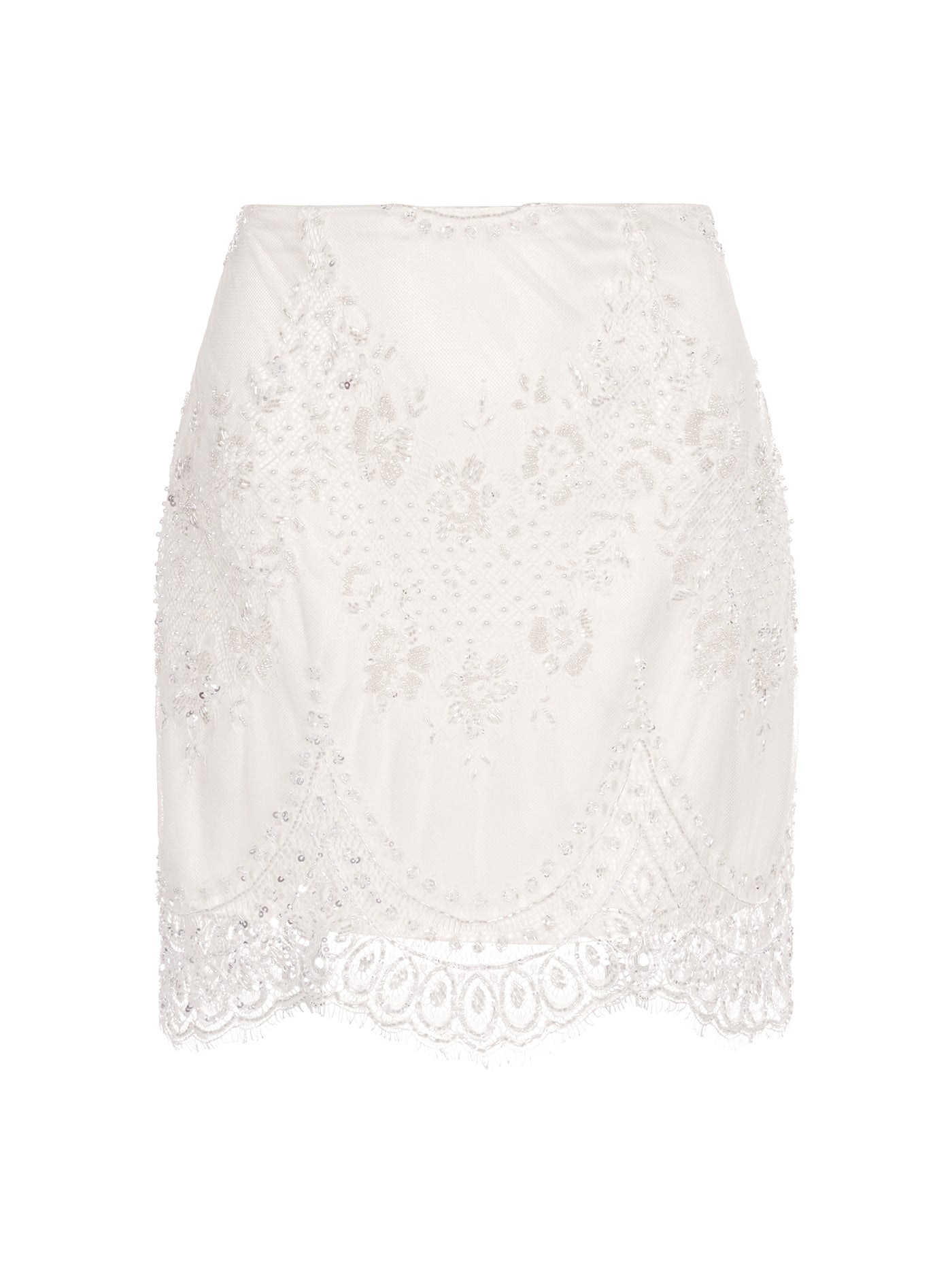 Embellished Lace Short Skirt