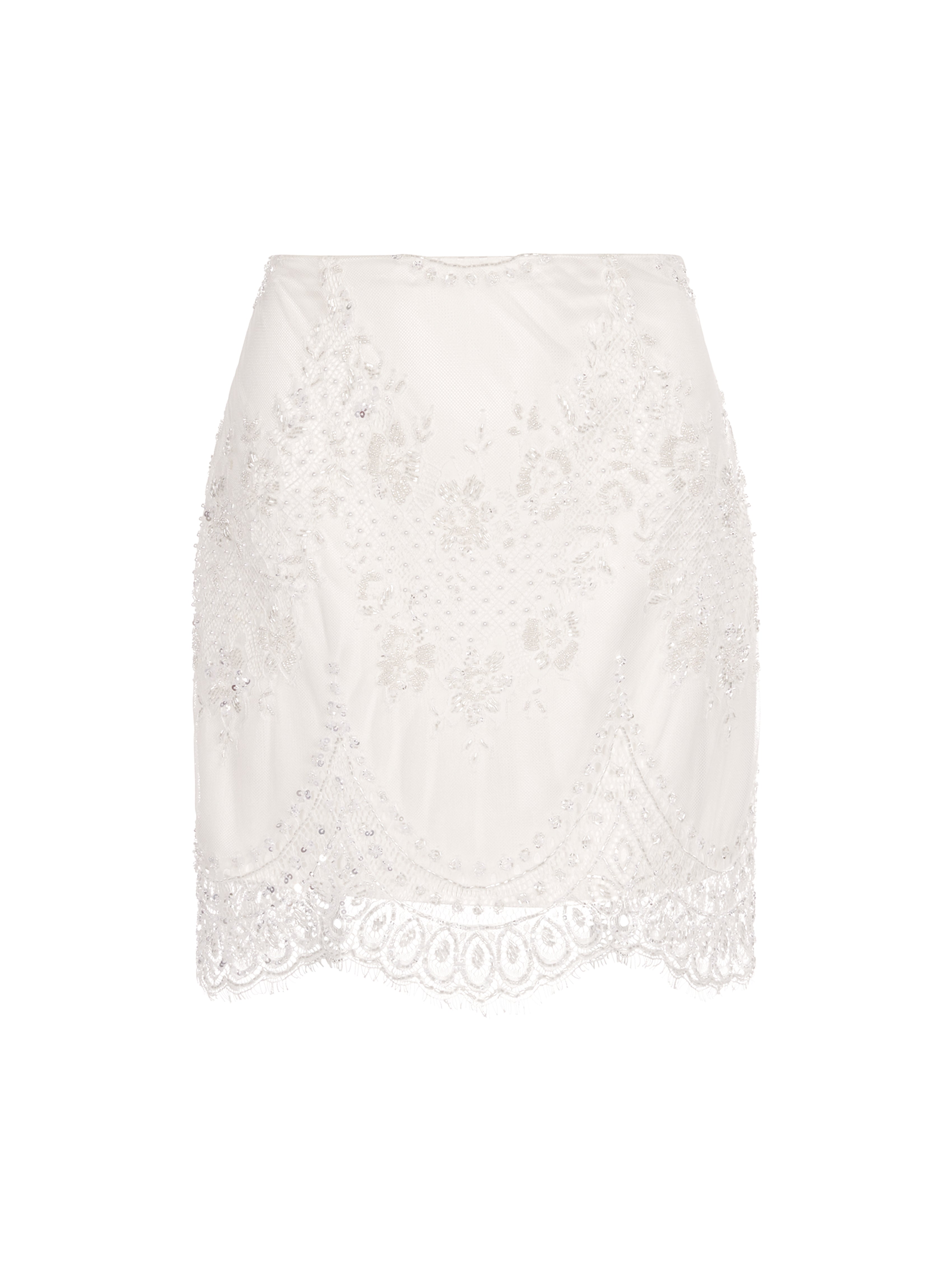 Embellished Lace Short Skirt