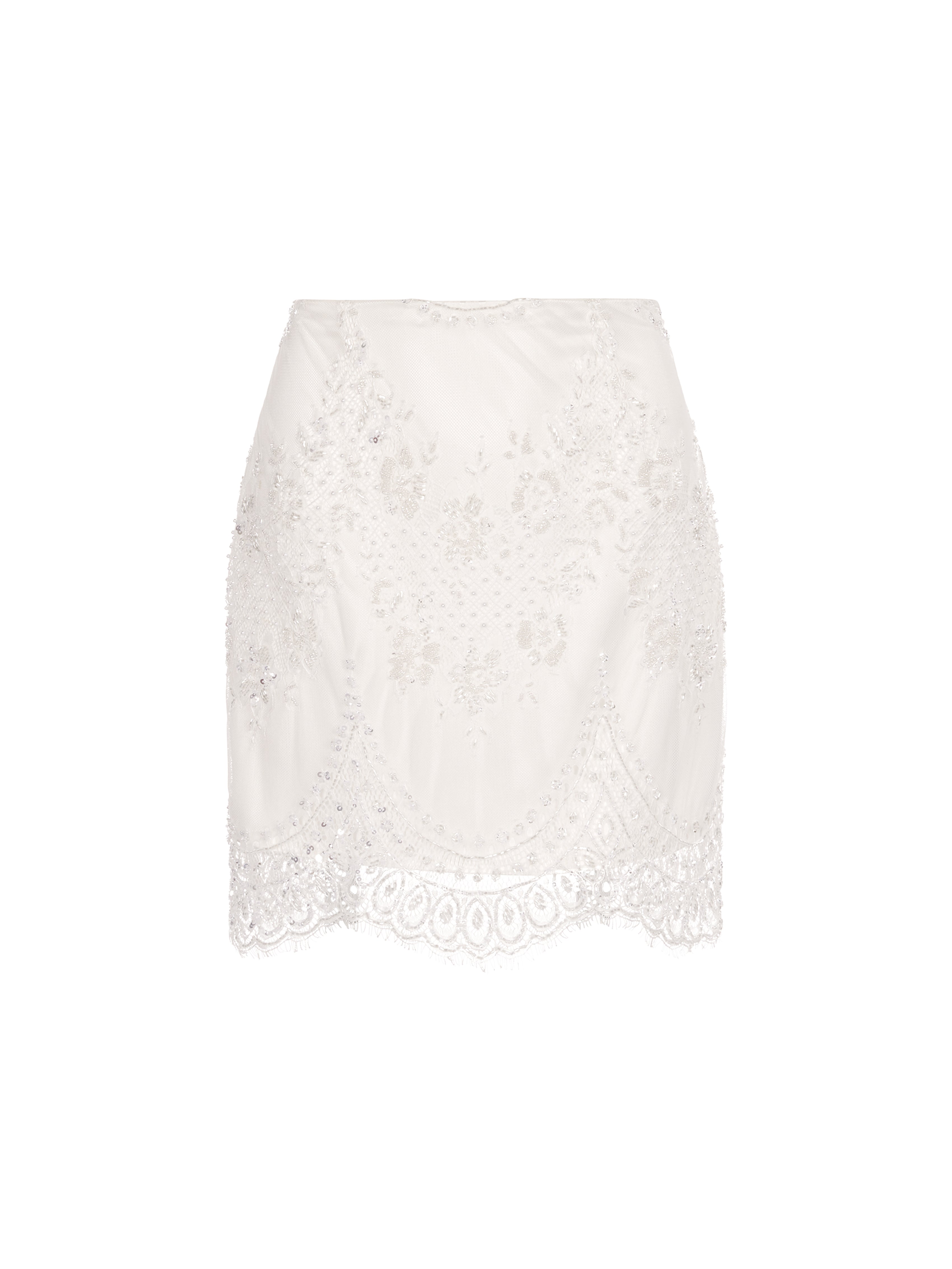 Embellished Lace Short Skirt