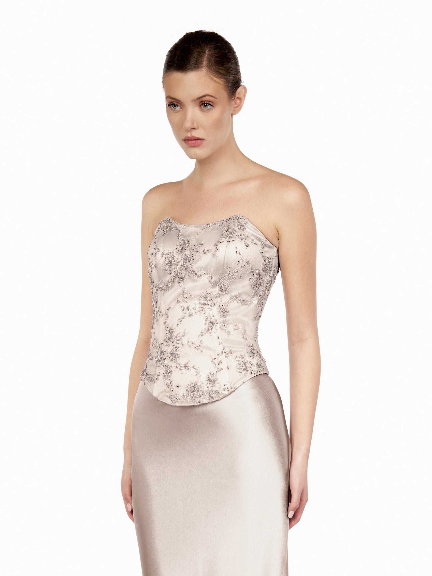 Embellished Lace Boat Corset