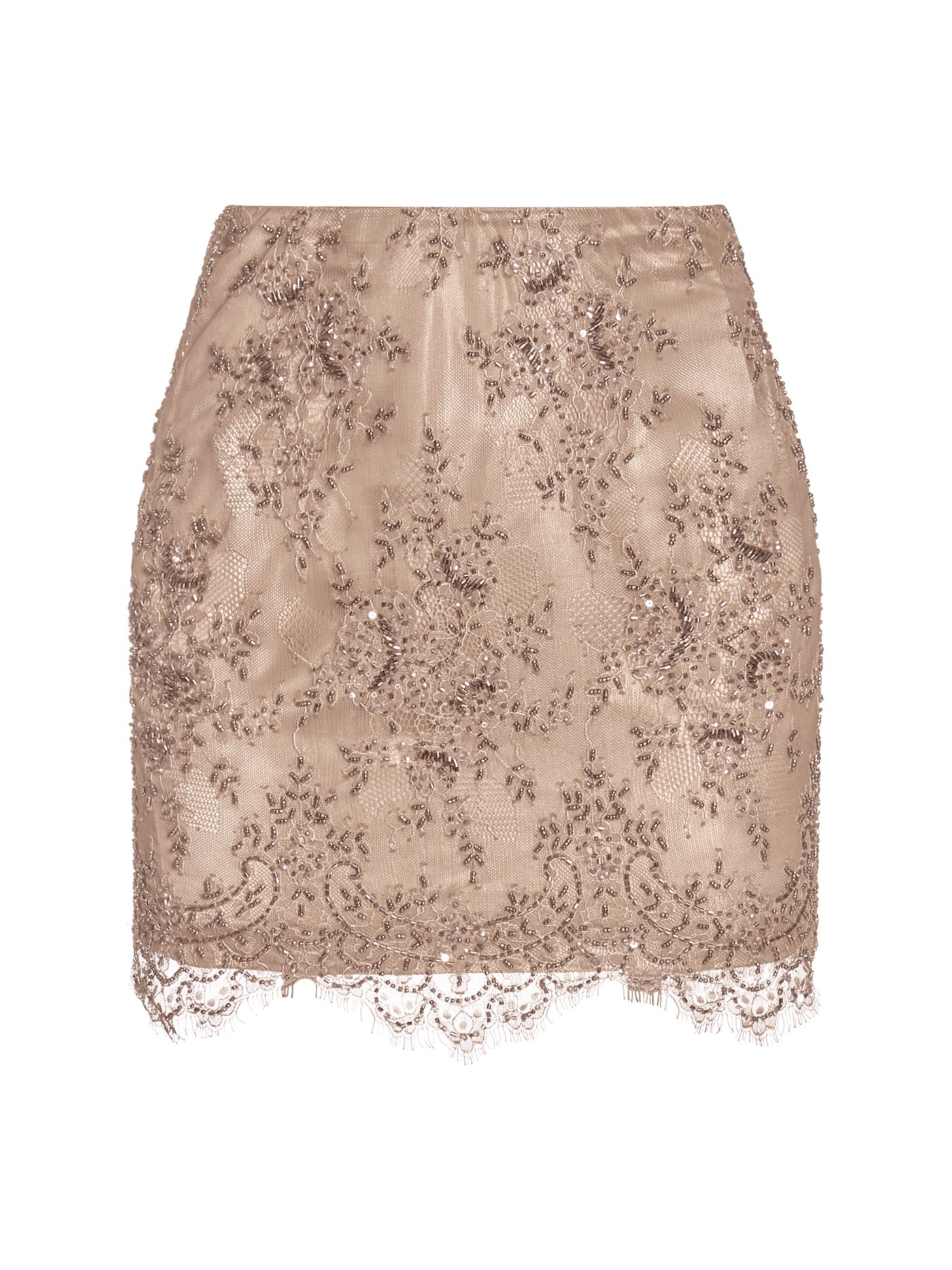 Embellished Lace Short Skirt