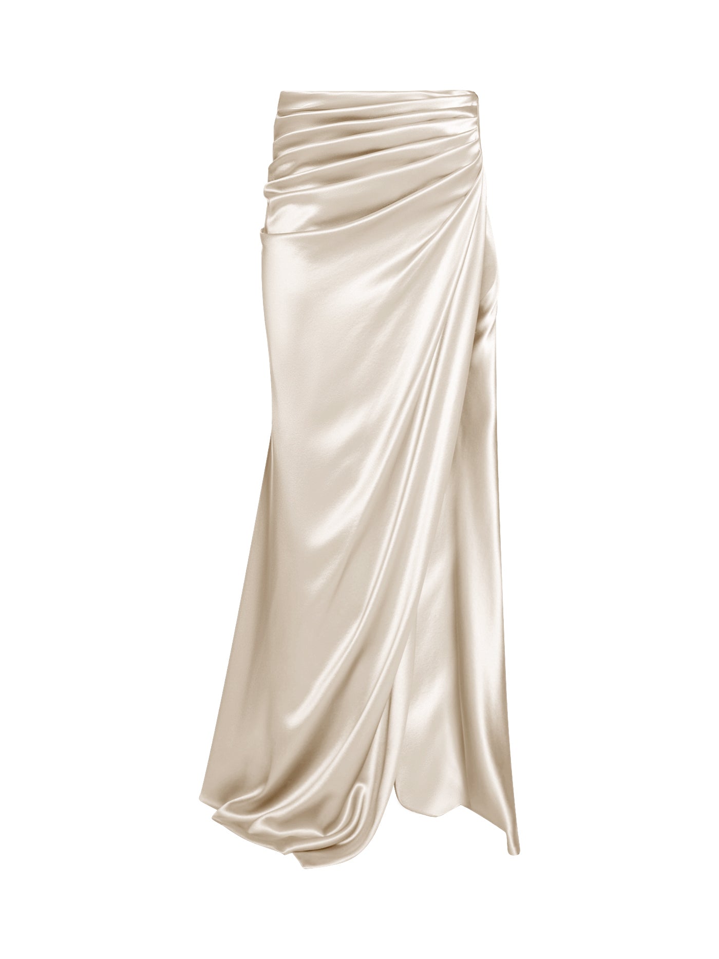 Draped Long Skirt with Side Slit