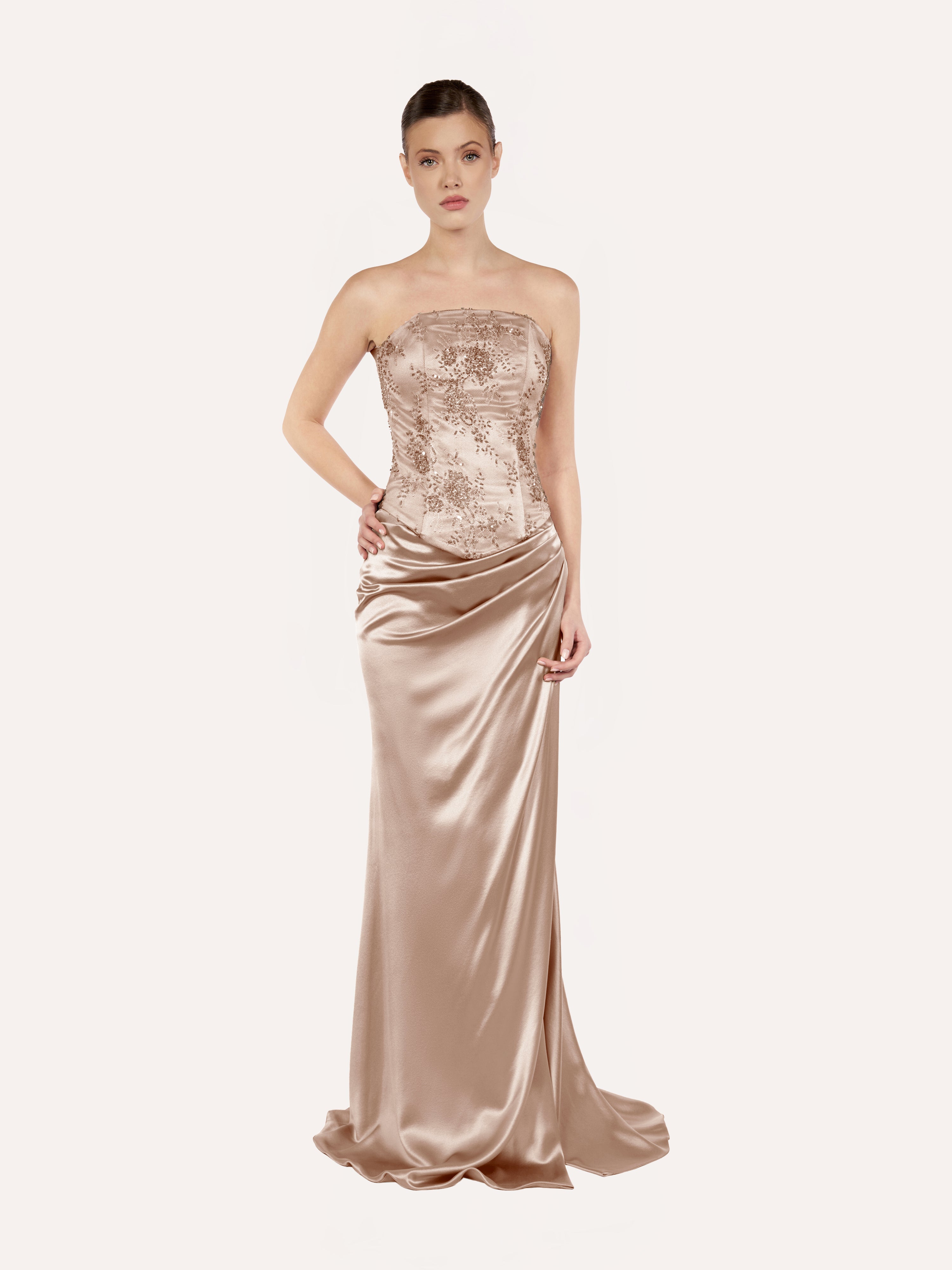 Draped Long Skirt with Side Slit