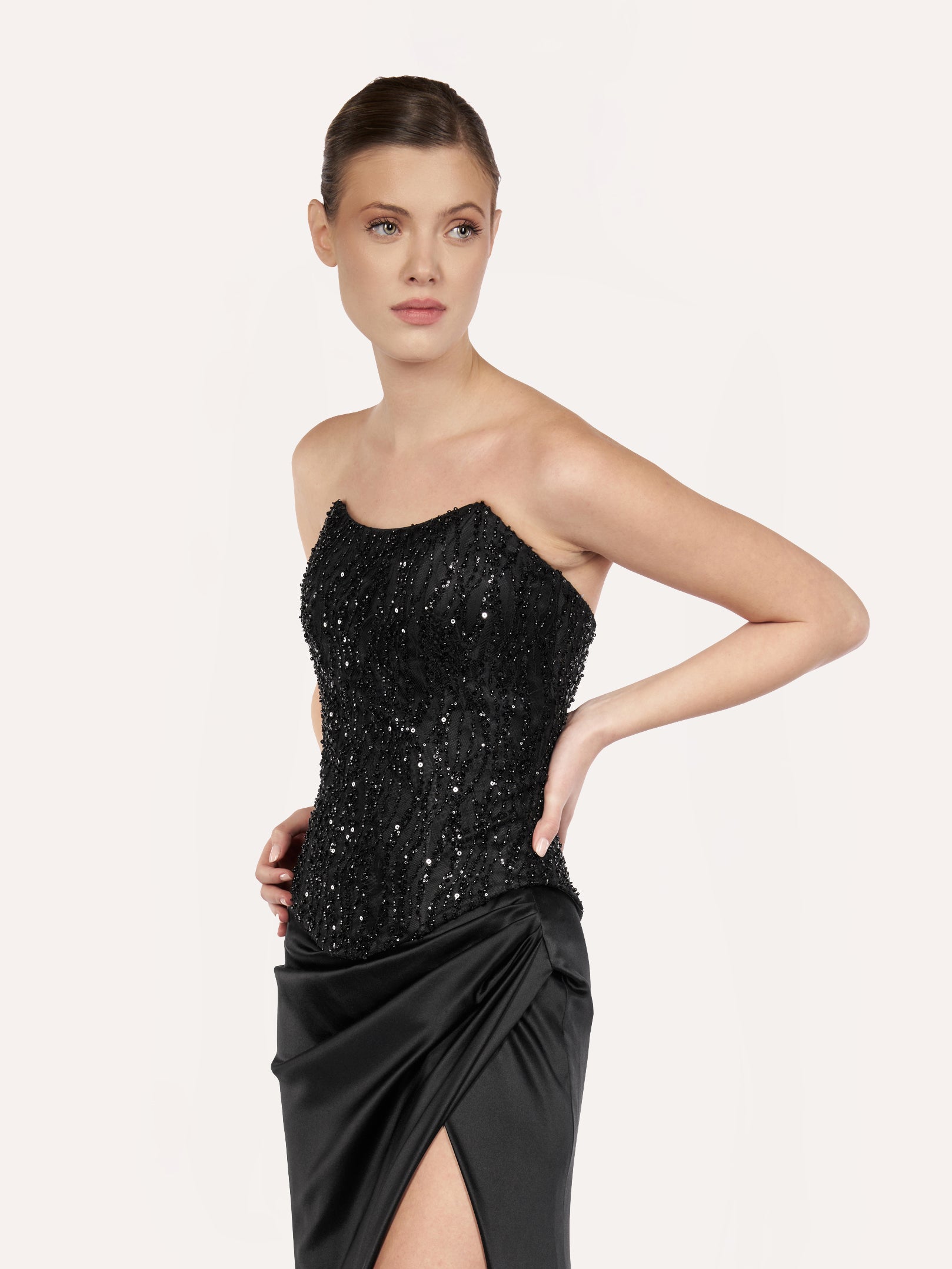 Embellished Boat-Neck Corset