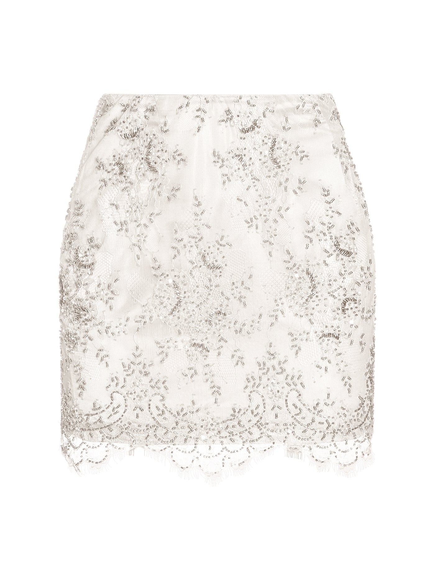 Embellished Lace Short Silk Skirt