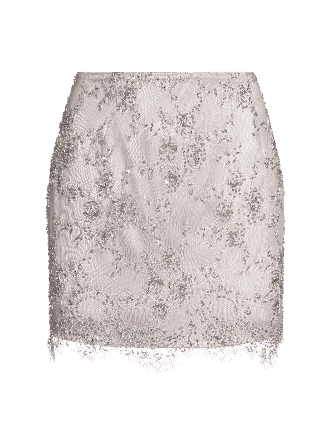 Embellished Lace Short Silk Skirt